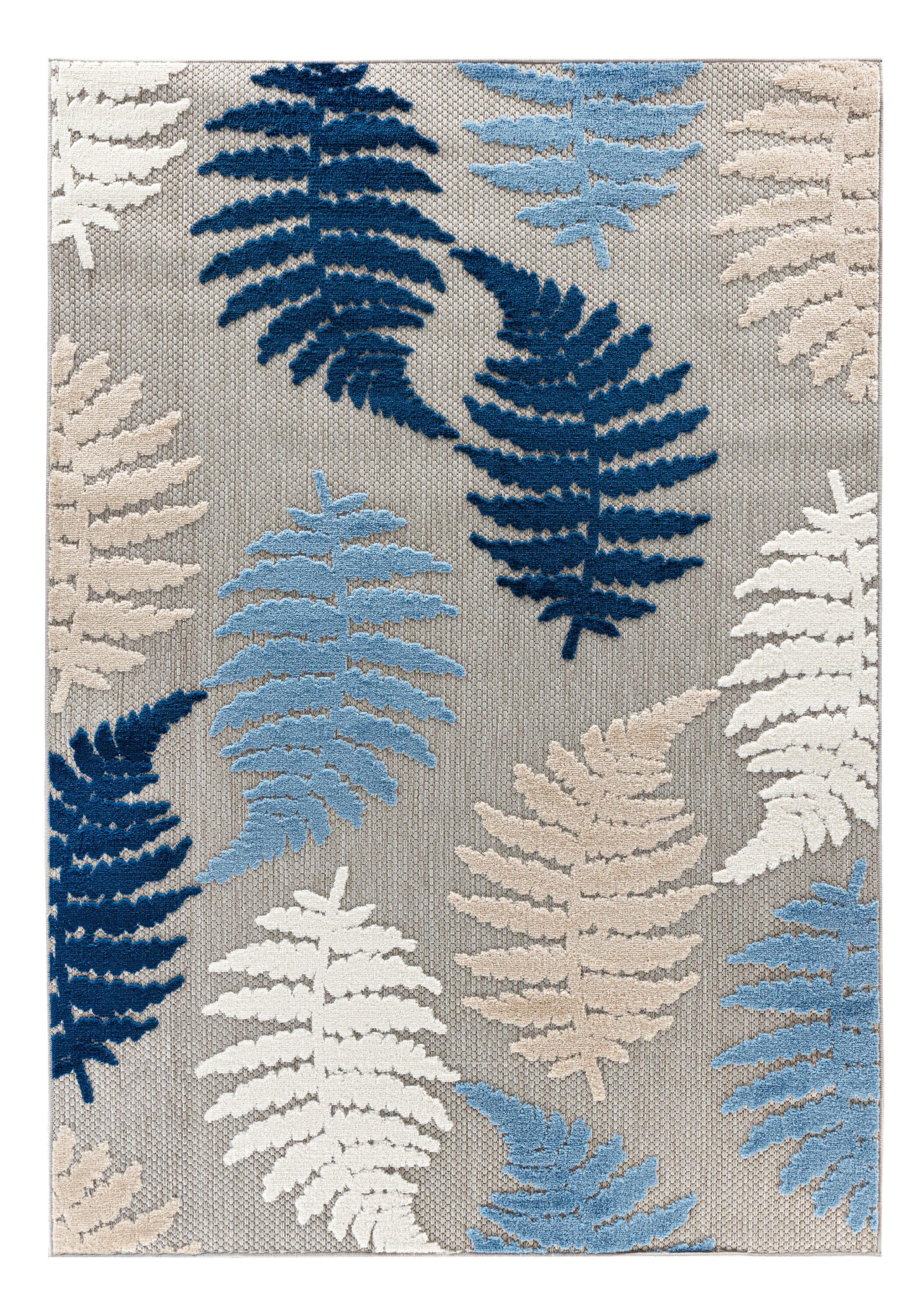 World Rug Gallery Seville Floral Leaves Indoor/Outdoor Area Rug - Blue 7'10" x 10'