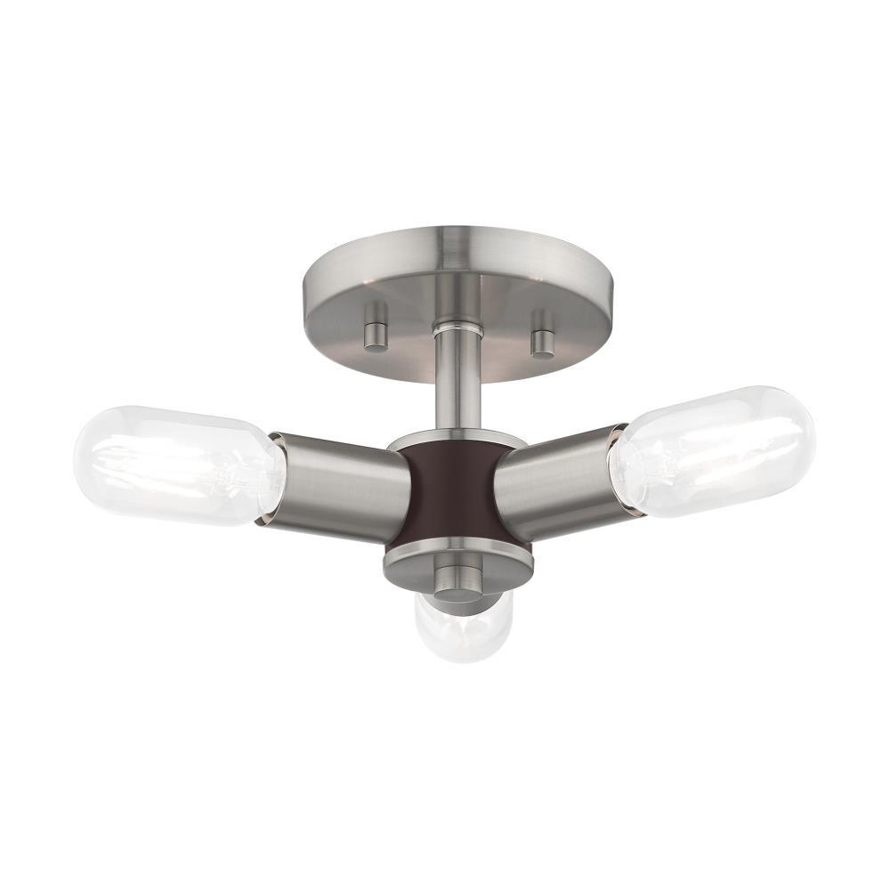 Livex Lighting Copenhagen 3 - Light Flush Mount in  Brushed Nickel