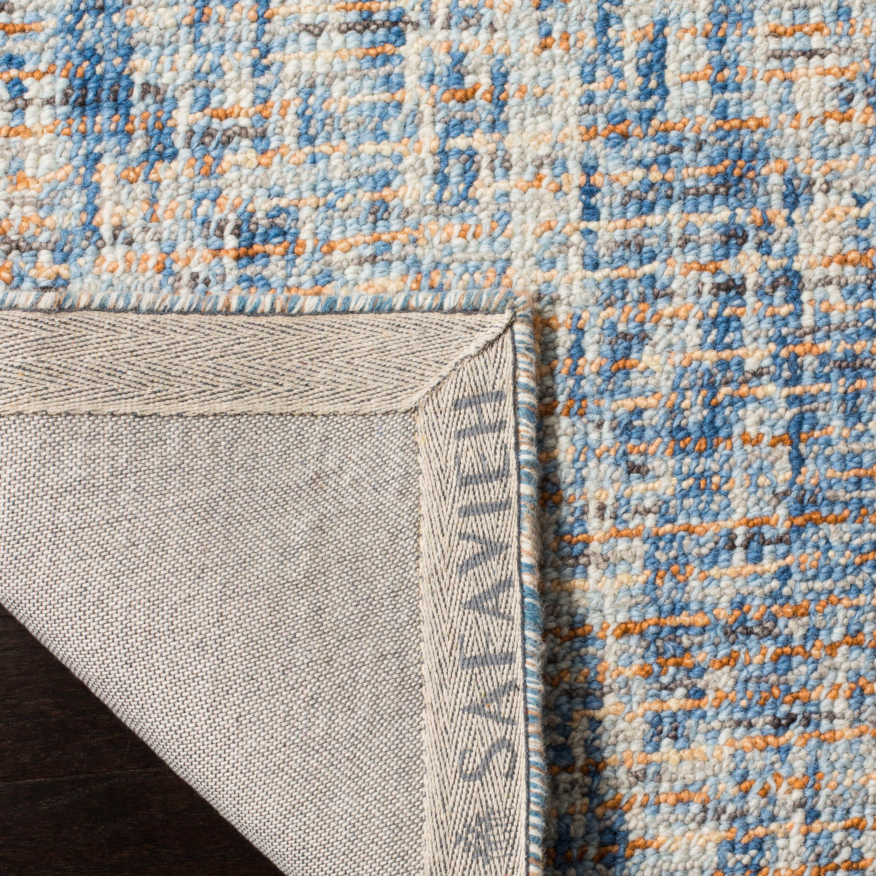 Abstract ABT468 Handmade Indoor Runner - Dark Blue/Rust - 2'-3"x12' - Safavieh
