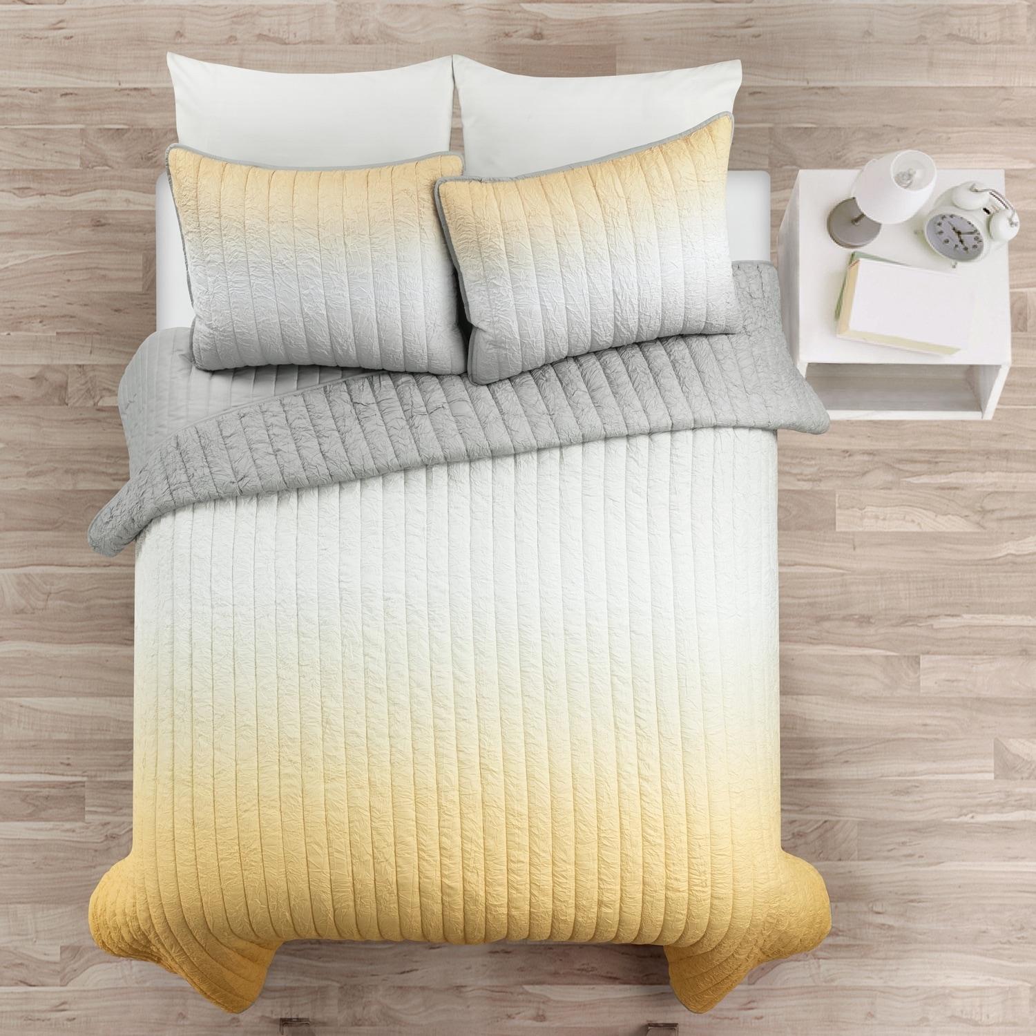 Crinkle Ombre Microfiber Quilt Set
