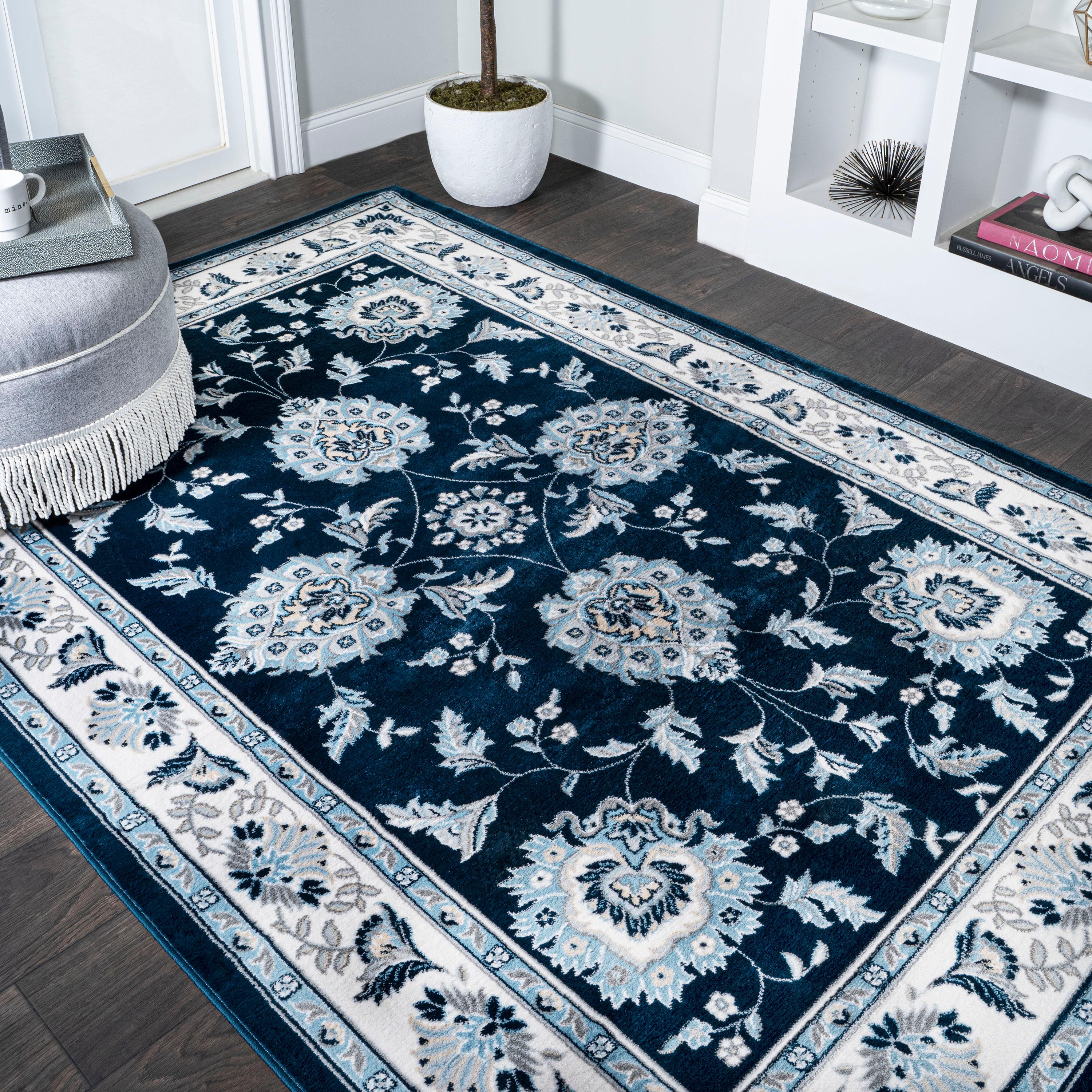 8'x10' Cherie French Cottage Area Rug, Navy/Ivory - JONATHAN Y