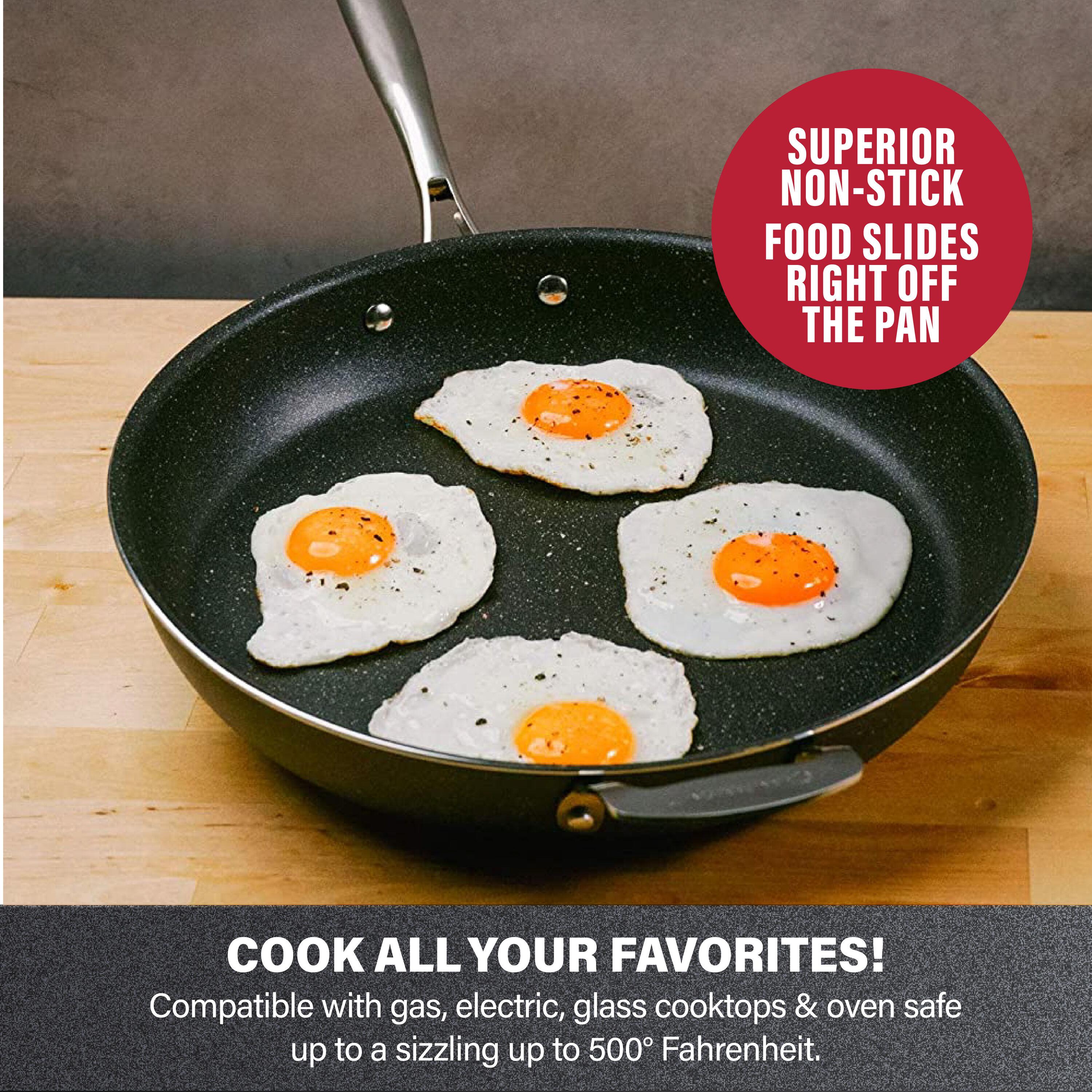 Granitestone 14'' Nonstick Family Fry Pan with Helper Handle, Oven & Dishwasher Safe