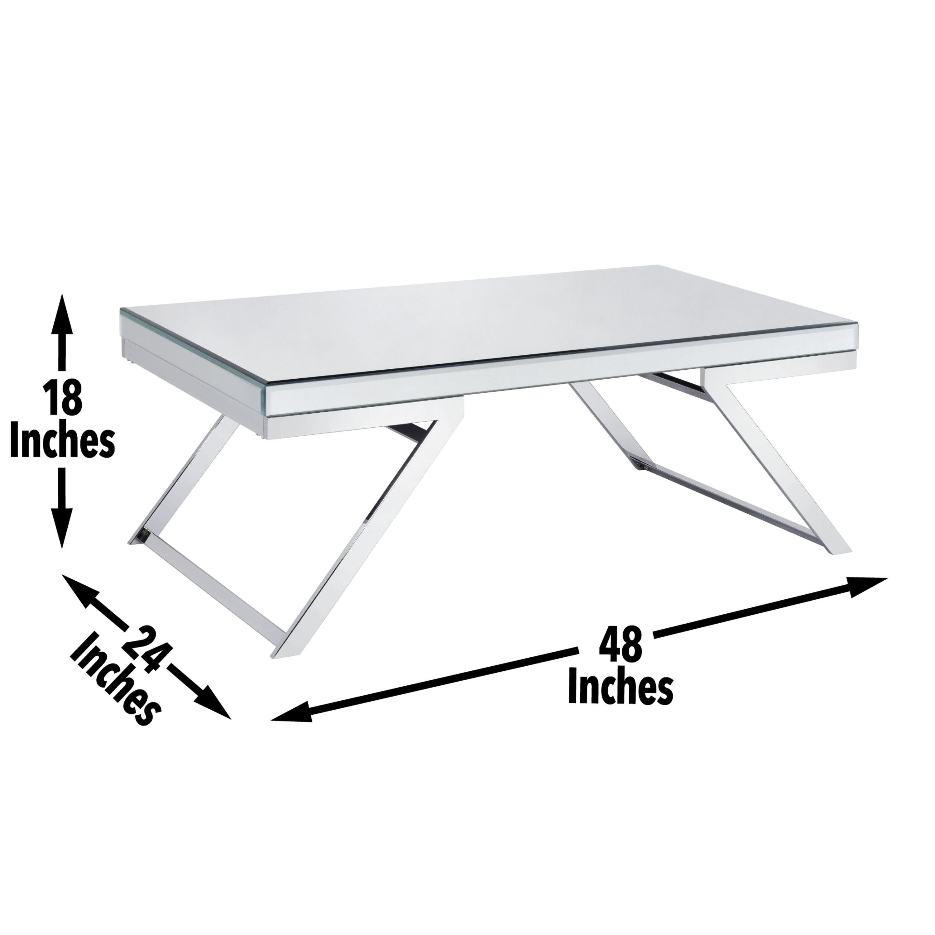 Alfresco Mirrored Glass and Chrome Metal Cocktail Table