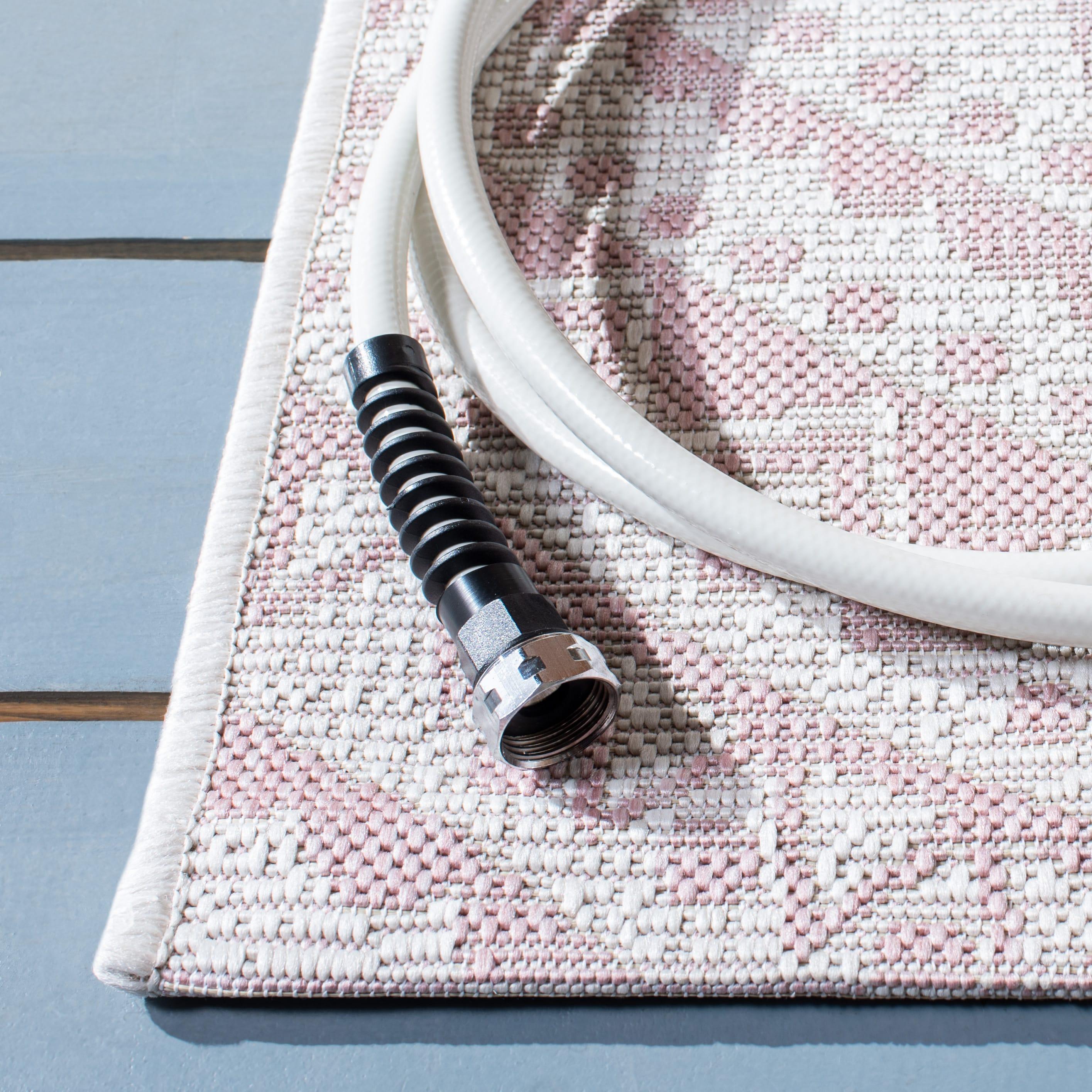 Courtyard CY8734 Power Loomed Indoor and Outdoor Accent Rug - Ivory/Soft Pink - 2'x3'7" - Safavieh