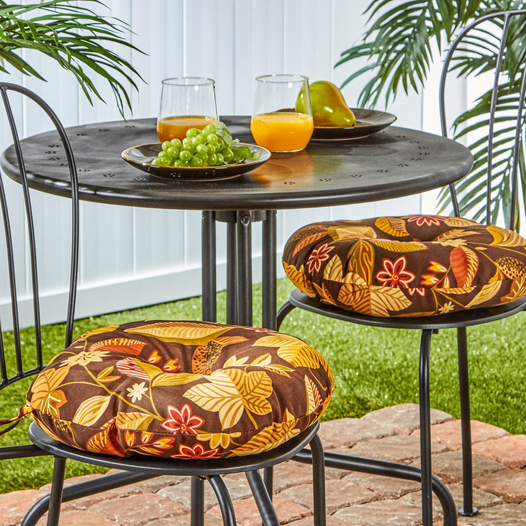 Greendale Home Fashions Timberland Floral 15 in. Round Outdoor Reversible Bistro Seat Cushion (Set of 2)