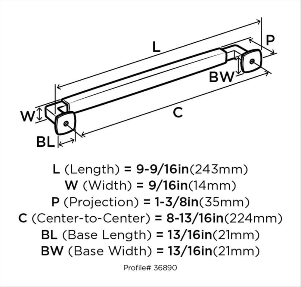 Amerock Stature 8-13/16 inch (224mm) Center-to-Center Oil-Rubbed Bronze Cabinet Pull