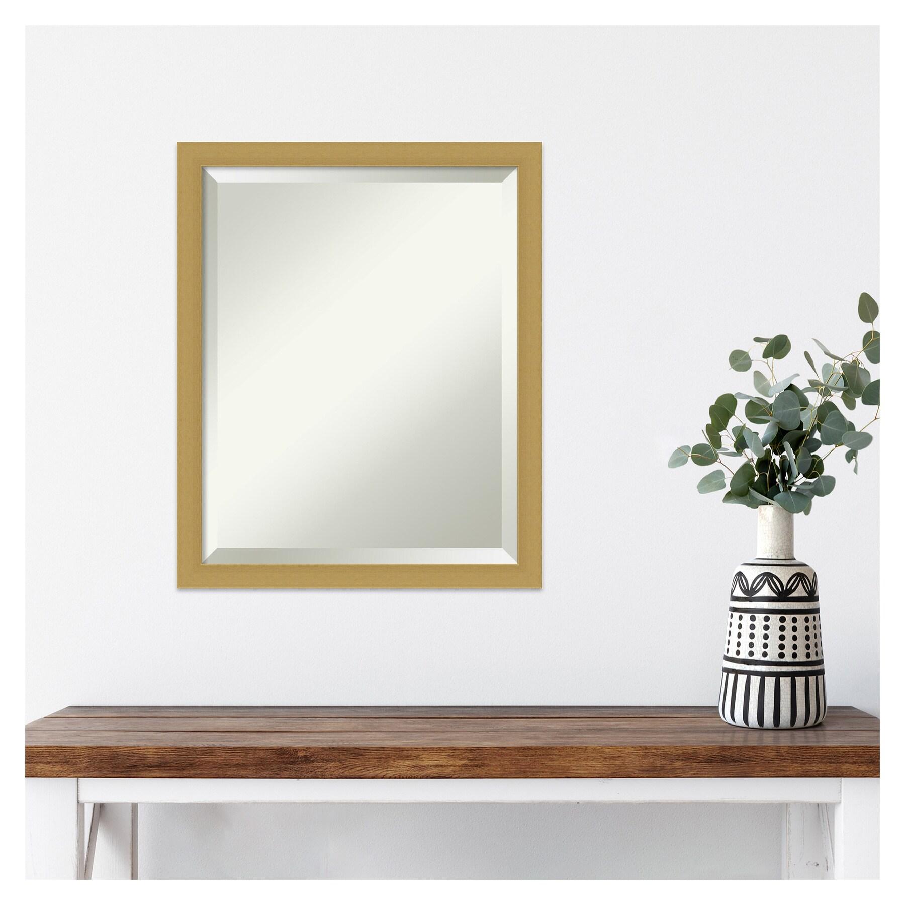 Amanti Art Grace Brushed Gold Narrow Framed Wall Mirror - 18 x 22 in