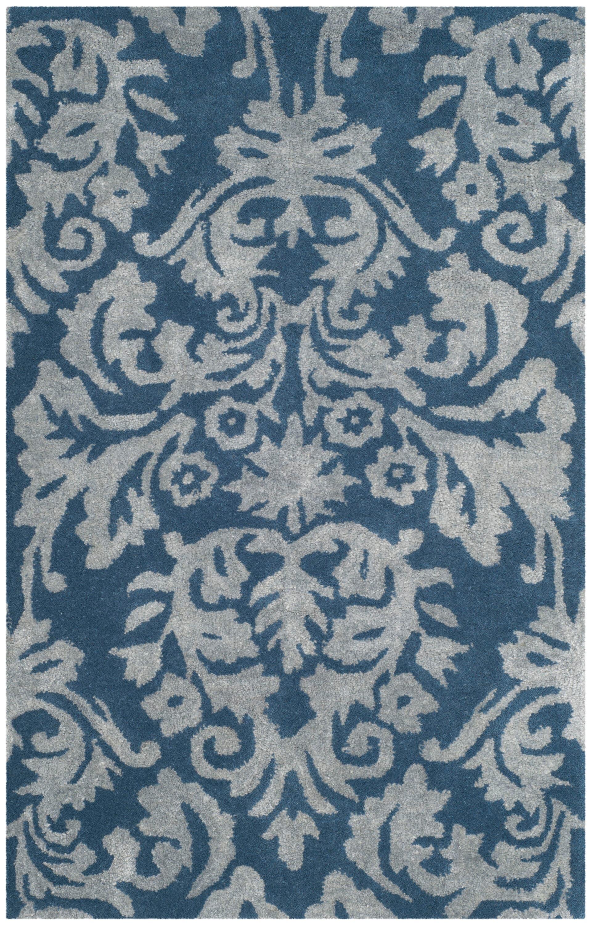 Bella BEL156 Hand Tufted Accent Rug - Navy/Grey - 2'6"x4' - Safavieh.