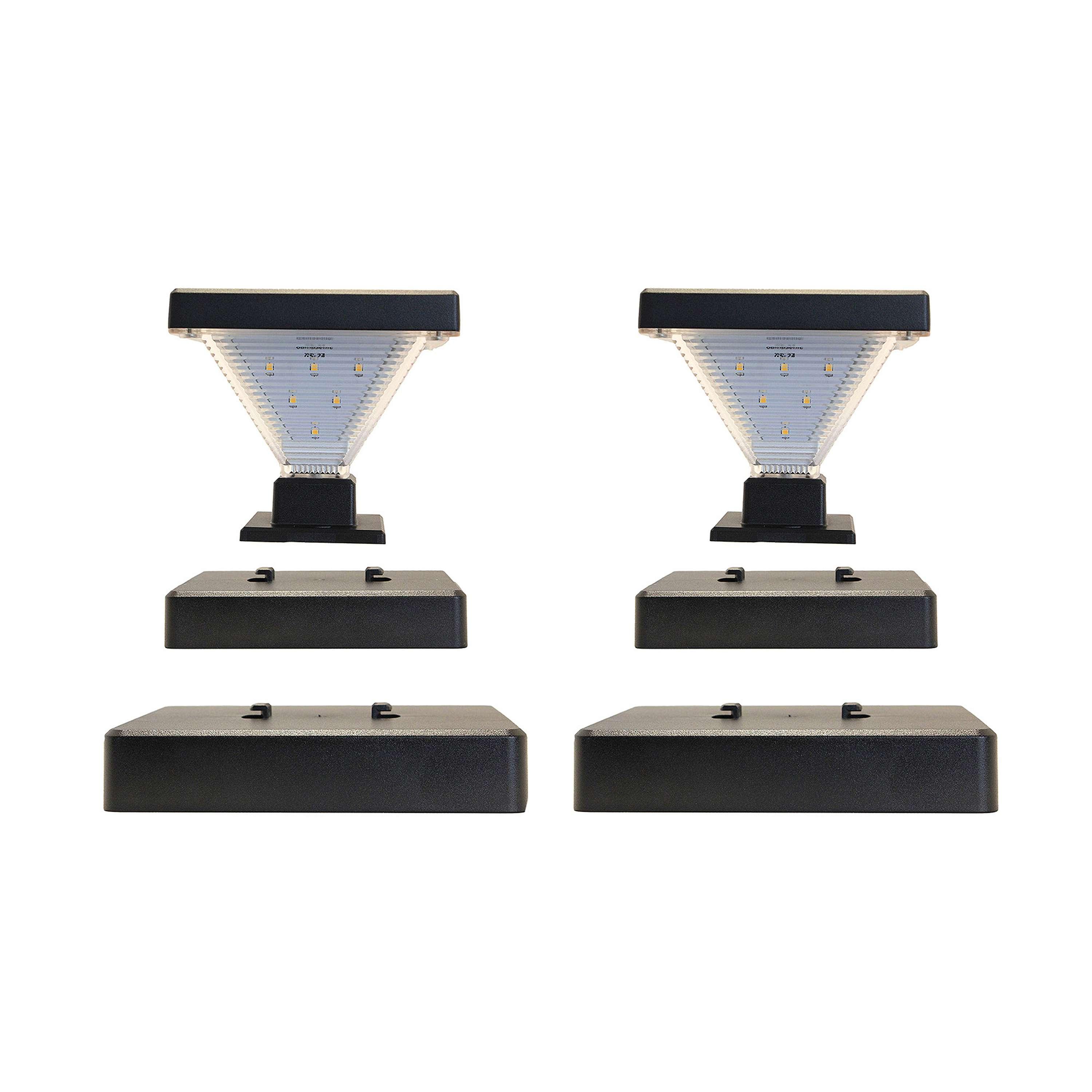 Luxor Black 4x4 and 5x5 Solar LED Deck Post Cap Light with Warm White and Hi/Lo Mode for Backyard and Wood Fence(2-Pack) (Set of 2)