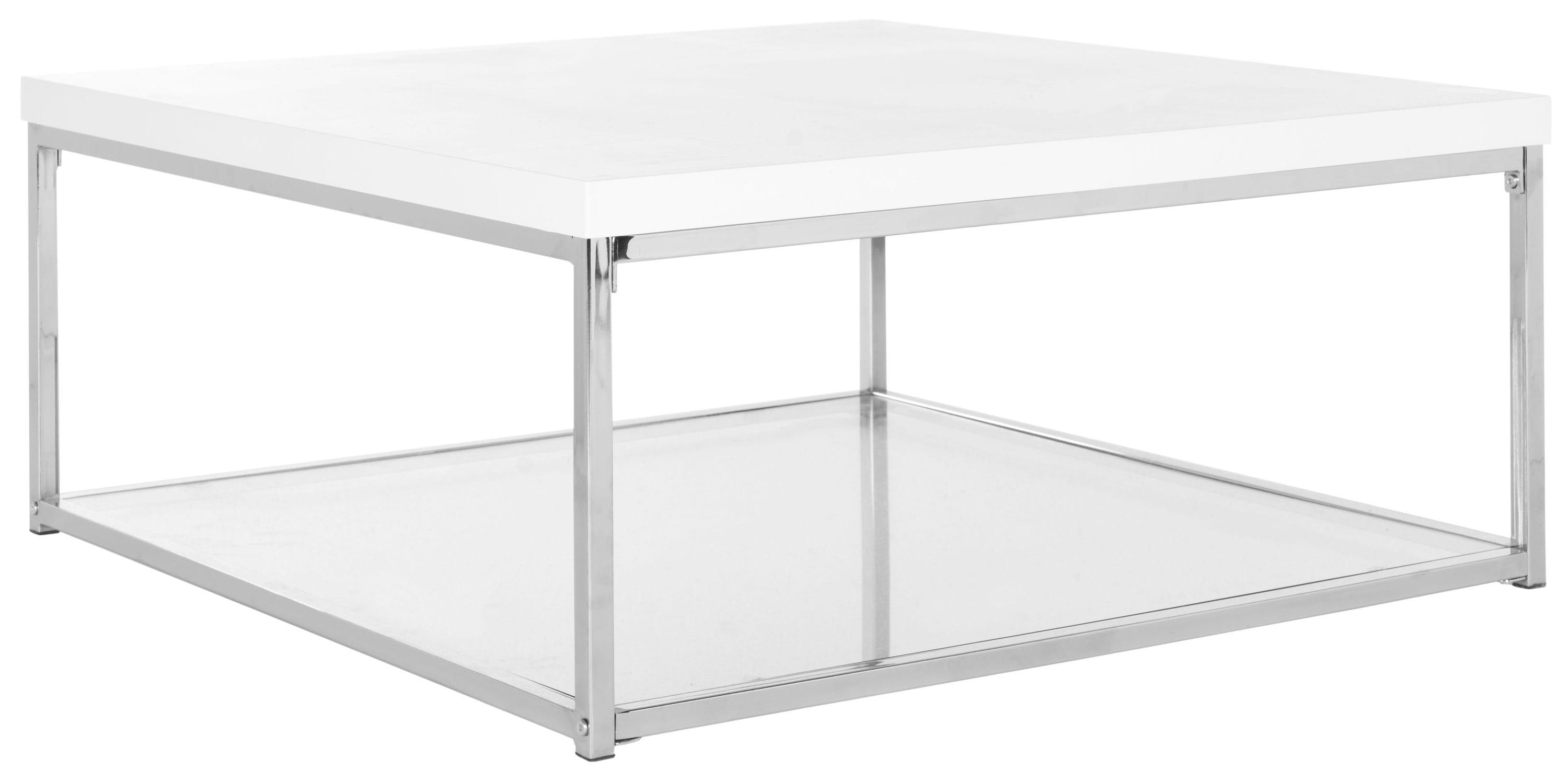 Malone High Gloss Coffee Table - White/Chrome - Safavieh
