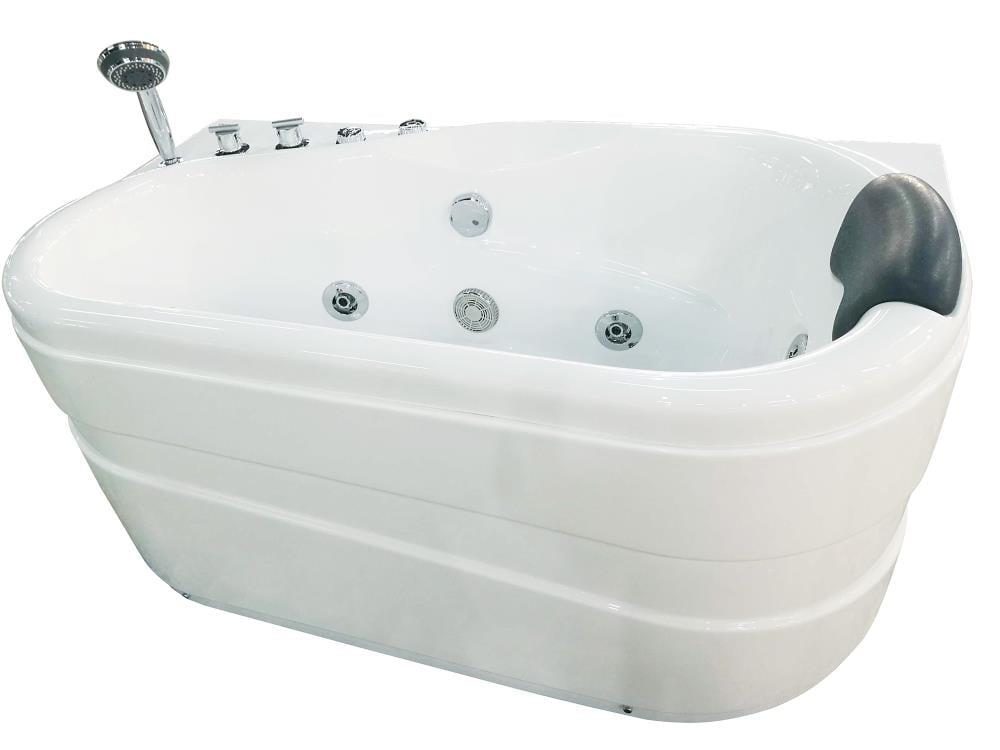 57.13'' x 29.88'' Corner Fiberglass Bathtub with Faucet