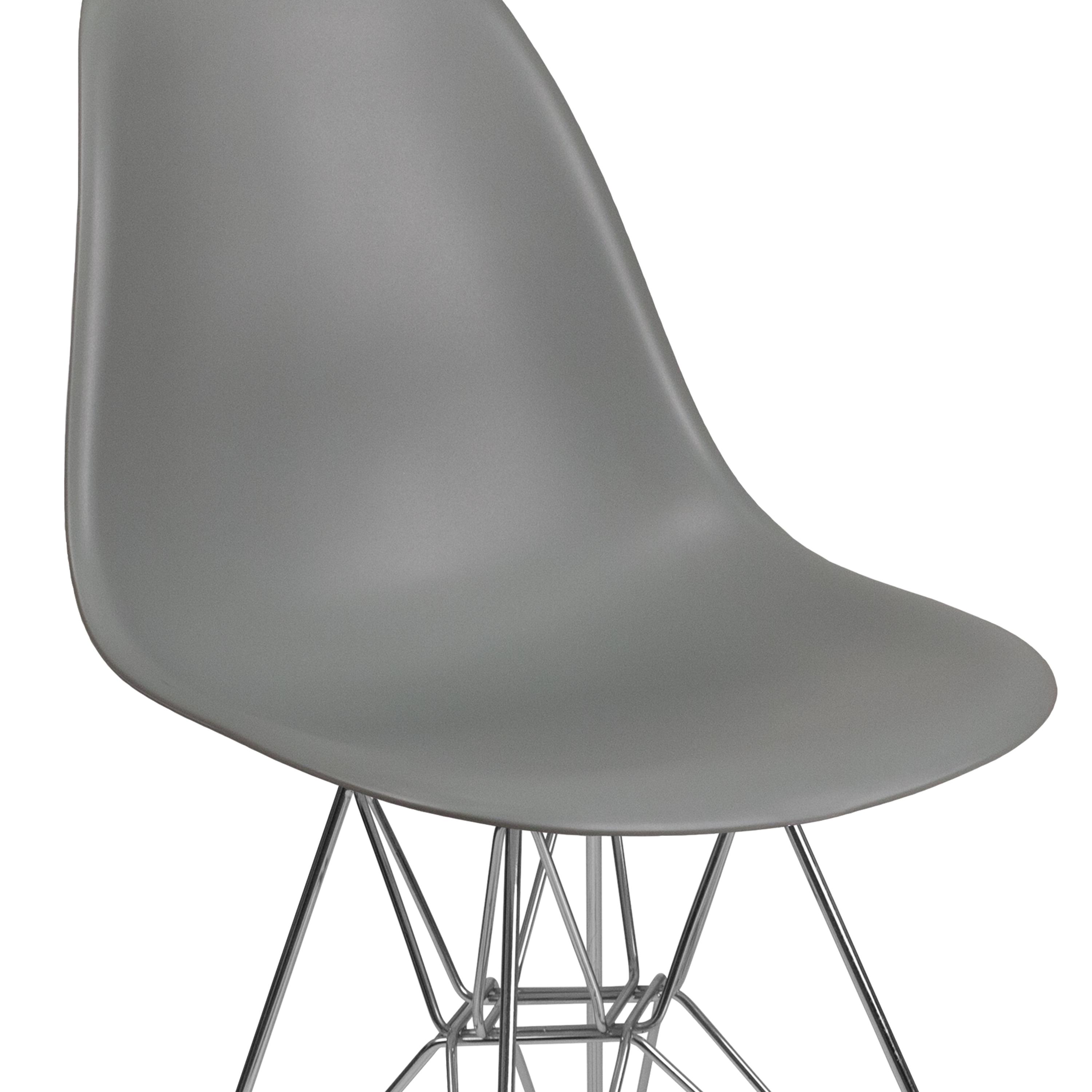 Flash Furniture Elon Series Moss Gray Plastic Chair with Chrome Base