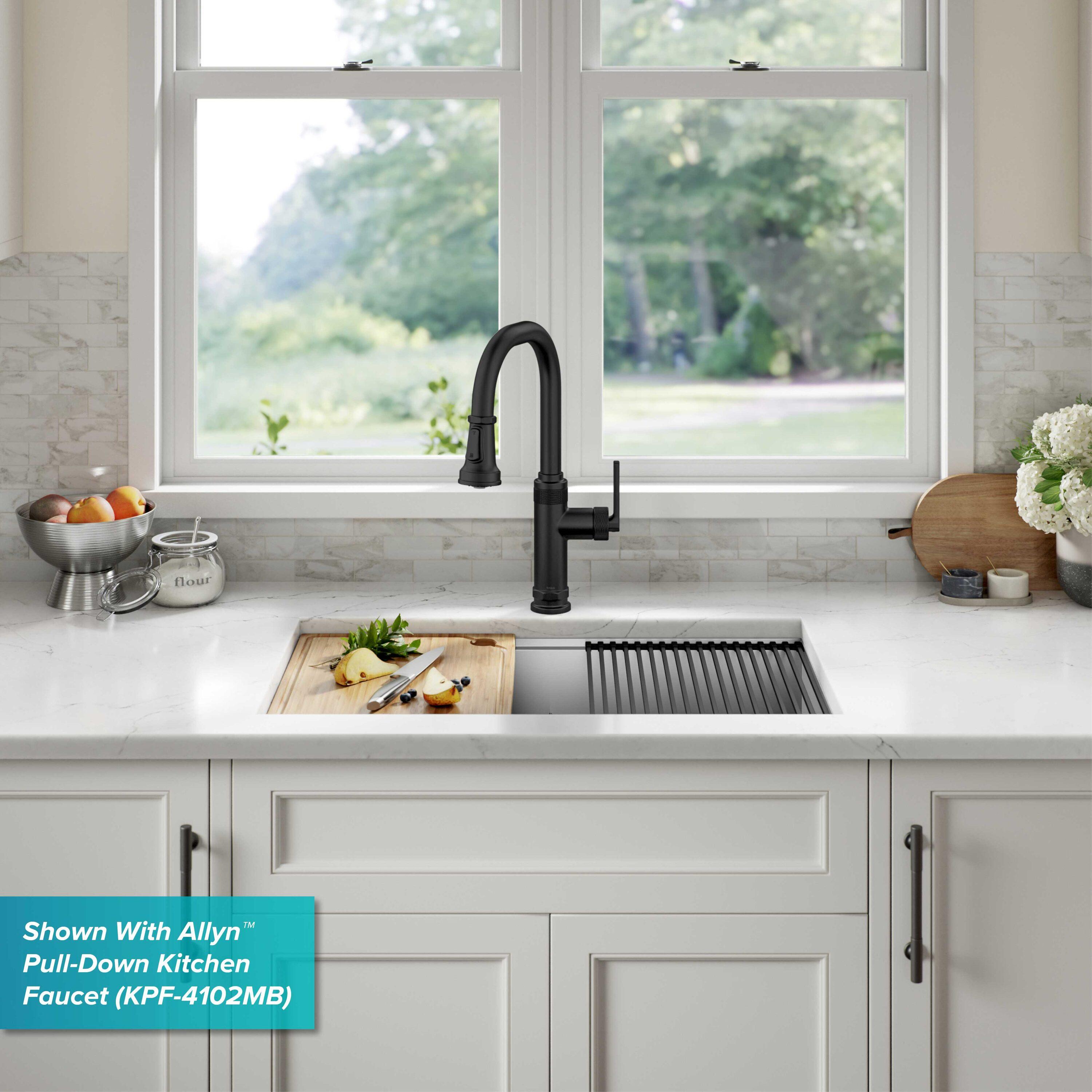 KRAUS Kore™ Workstation 27-inch L Undermount 16 Gauge Single Bowl Stainless Steel Kitchen Sink with Accessories