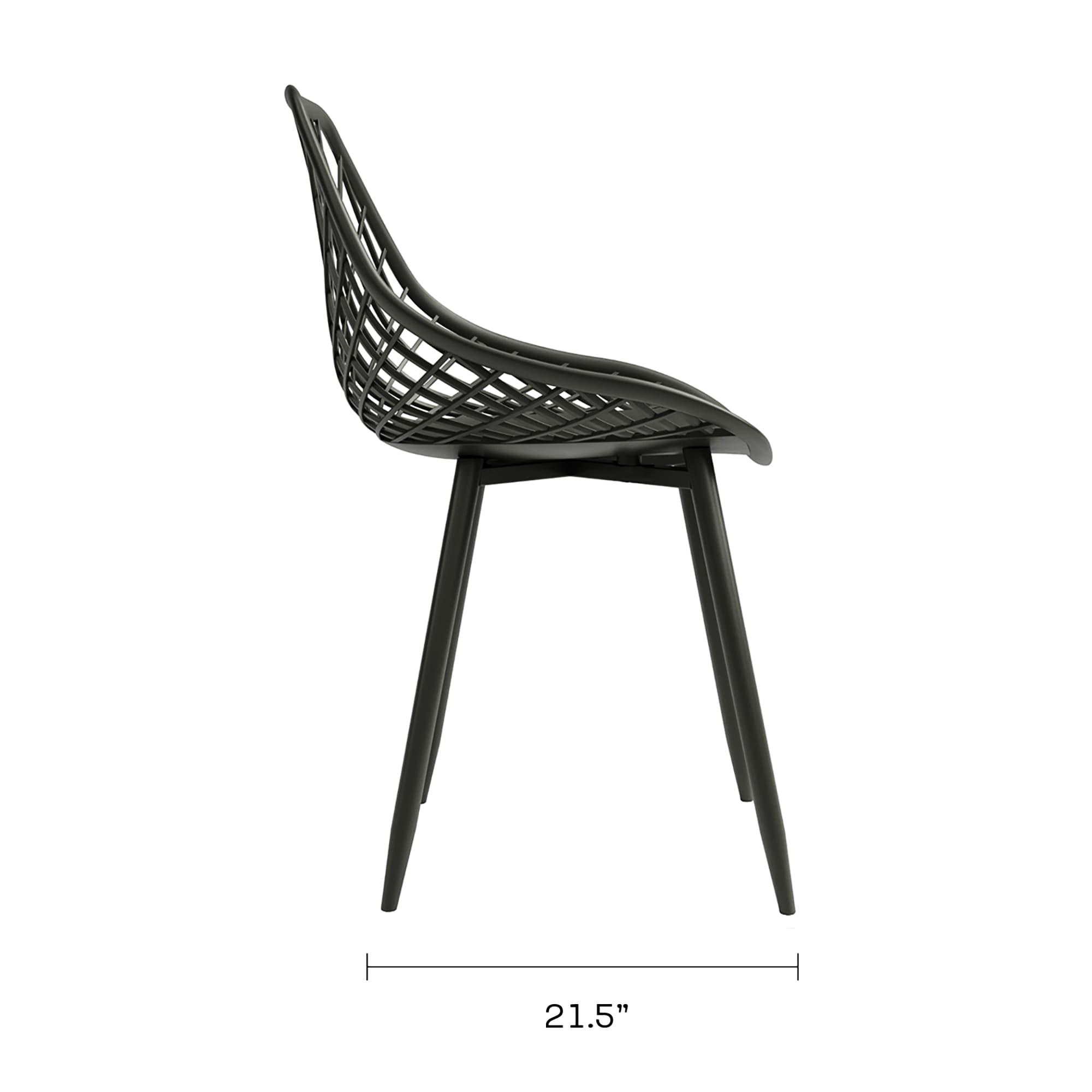 Kurv™ Series Mid-Century Modern Design Bistro Table + Kurv™ Dining Chair Set of 2 - Black