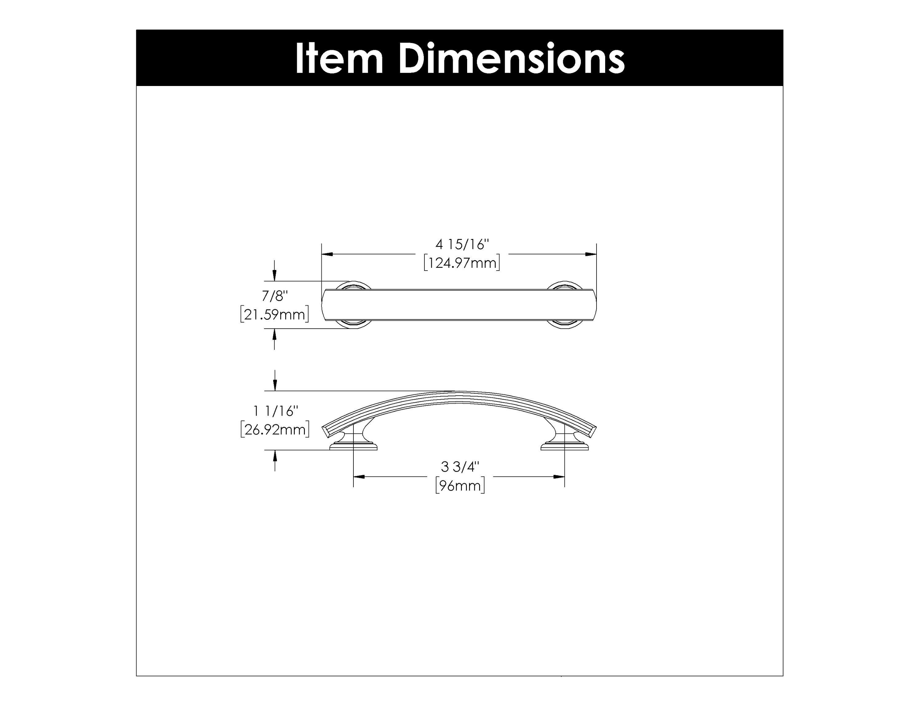 American Diner Kitchen Cabinet Handles, Solid Core Drawer Pulls for Cabinet Doors, 3-3/4" (96mm)