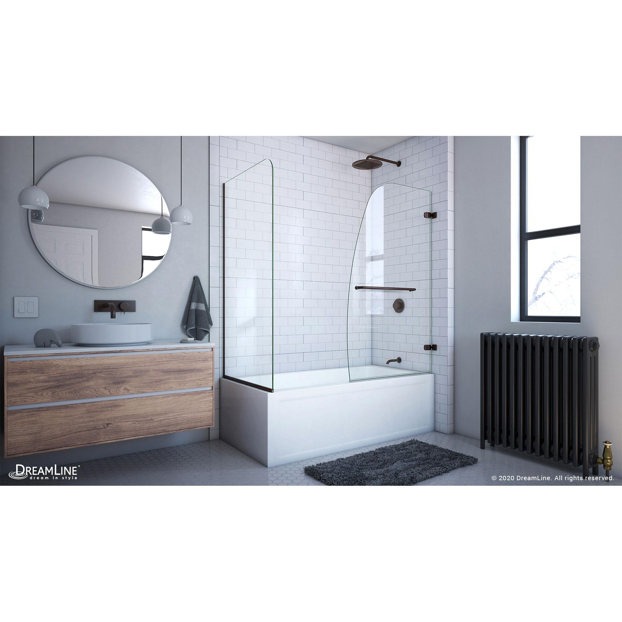 Aqua Uno 56" W x 58" H Hinged Semi-Frameless Tub Door