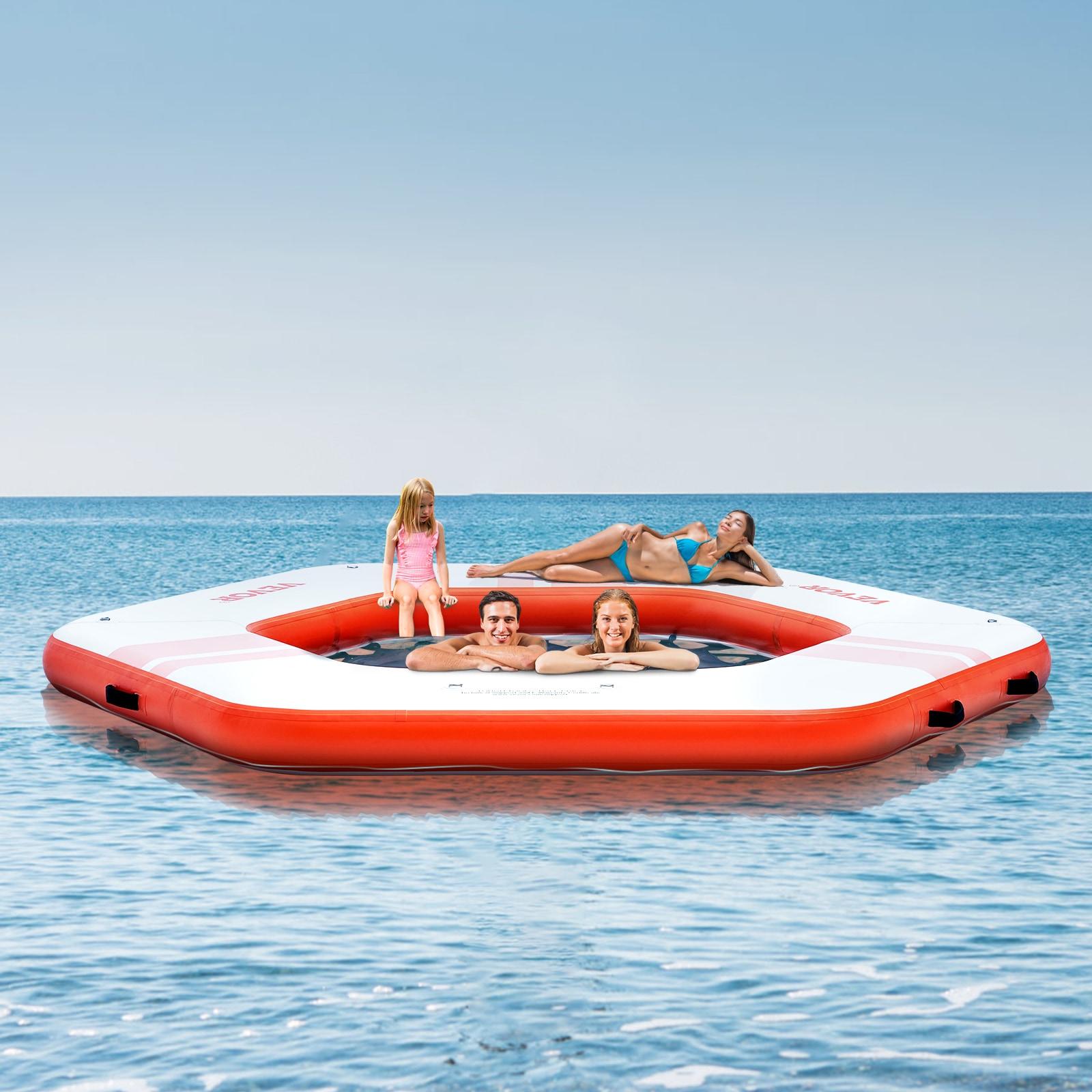Stellweilan Tessberg 8.5FT Inflatable Dock Platform with 5FT Trampoline Mesh Pool with Portable Bag & Detachable Ladder