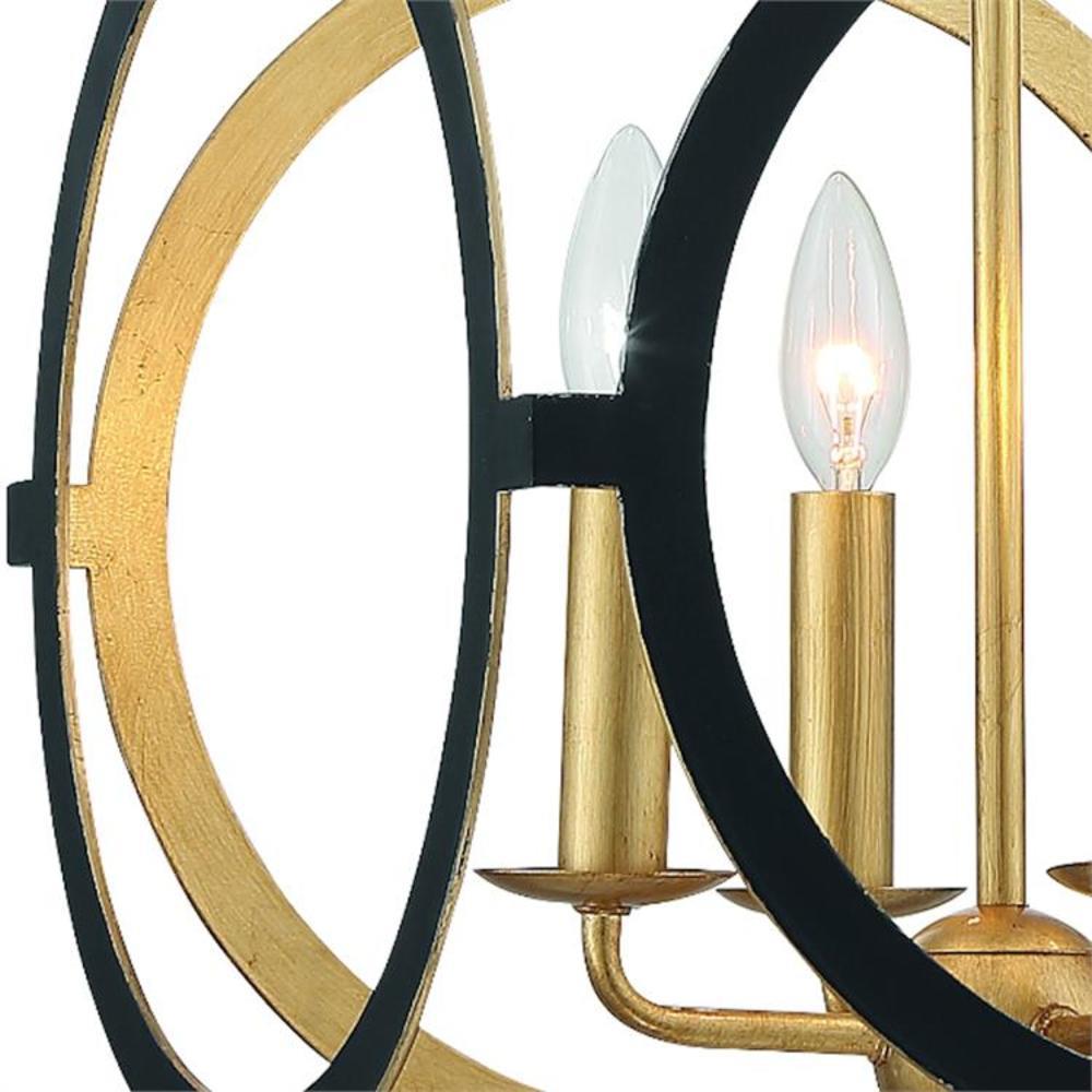 Crystorama Odelle 4-light Matte Black/ Antique Gold Chandelier