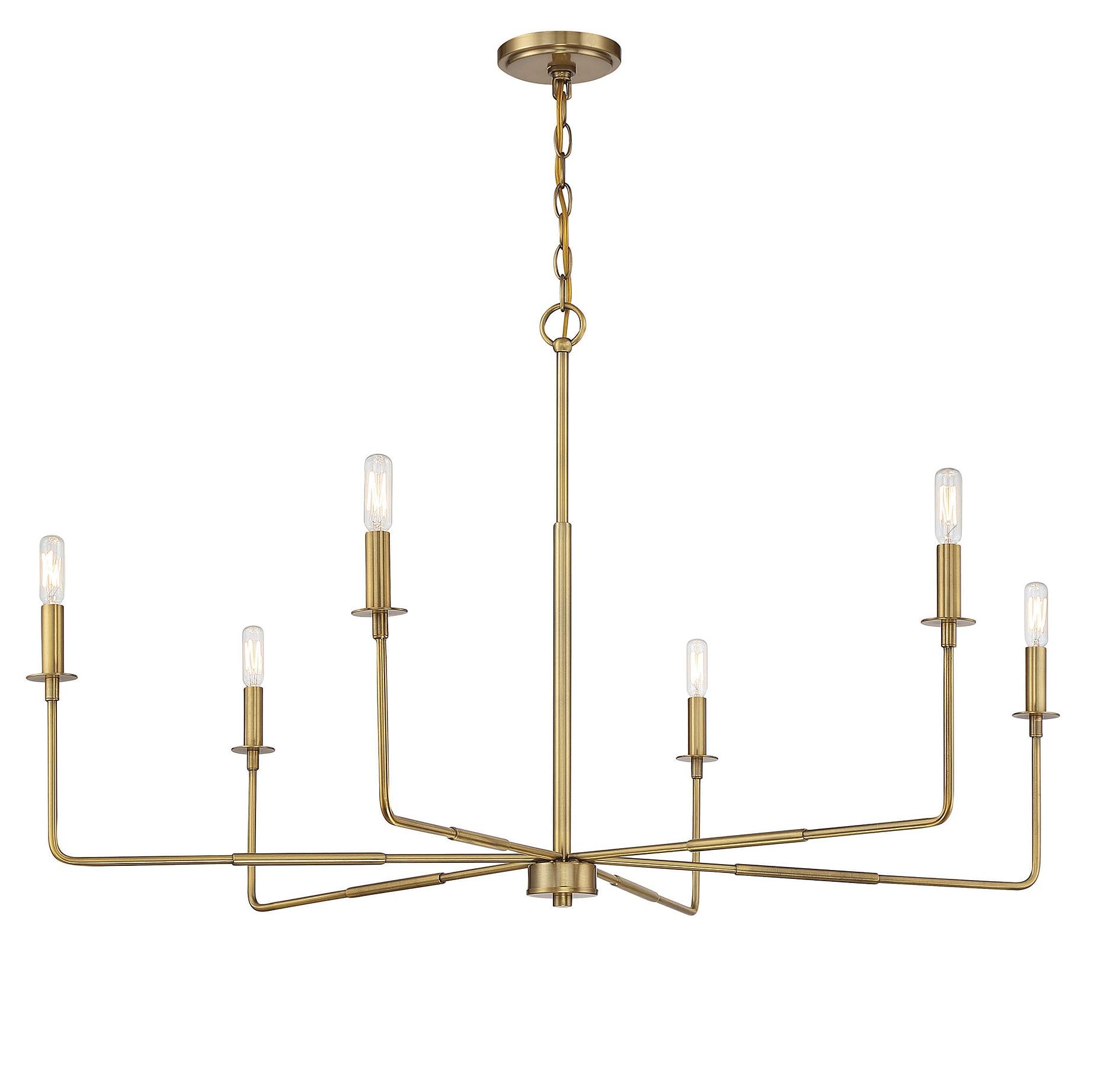 Savoy House Salerno 6 - Light Chandelier in  Warm Brass