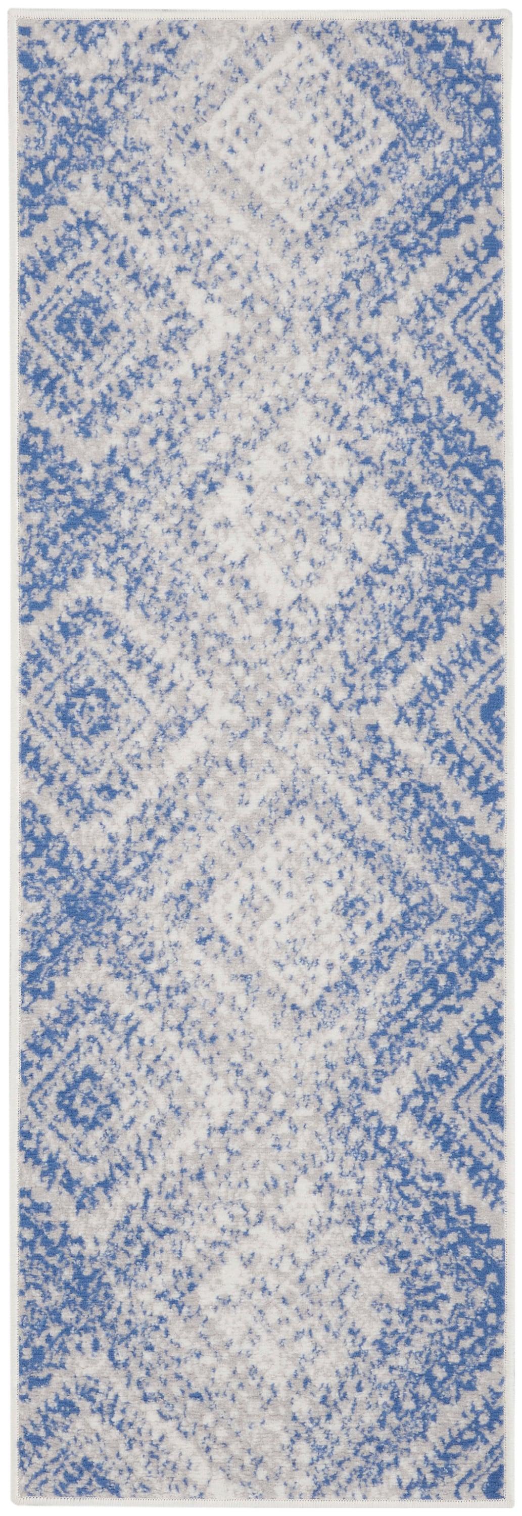 Nourison Whimsicle Boho Farmhouse Ivory Blue 2' x 6' Area Rug, (6' Runner)