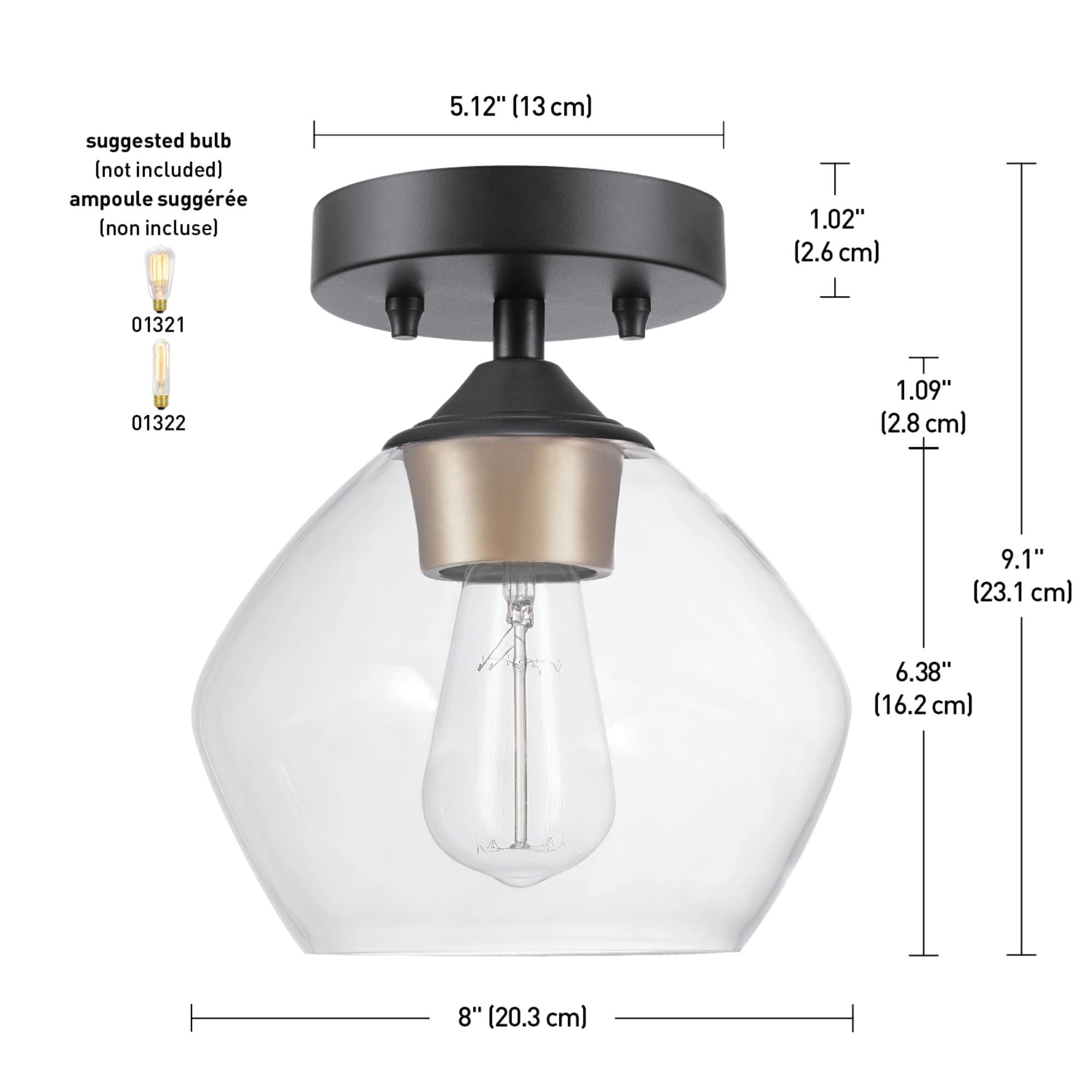 Globe Electric Harrow 9.1 in. H X 8 in. W X 8 in. L Matte Black Ceiling Light