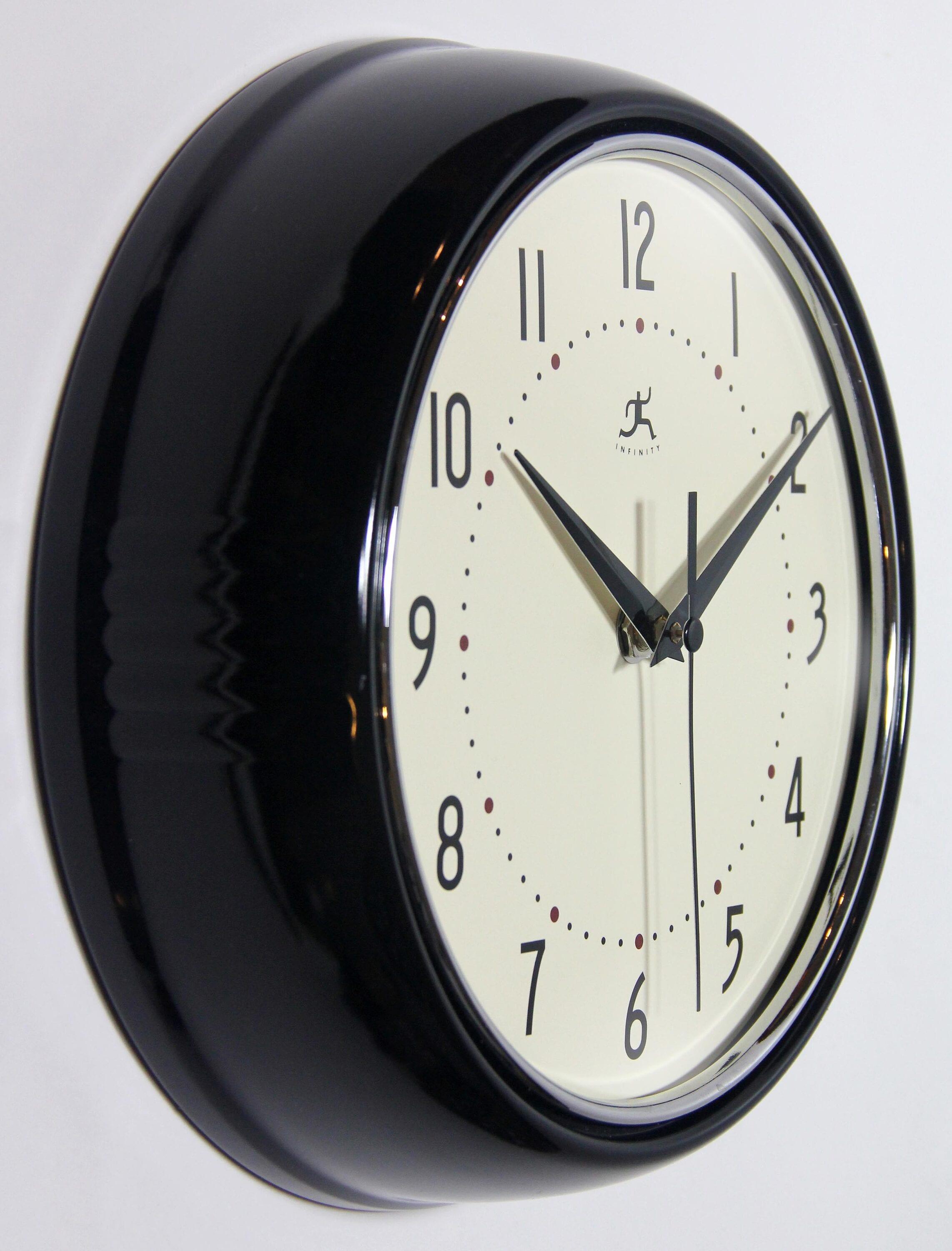 9.5" Retro Metal Wall Clock Black - Infinity Instruments