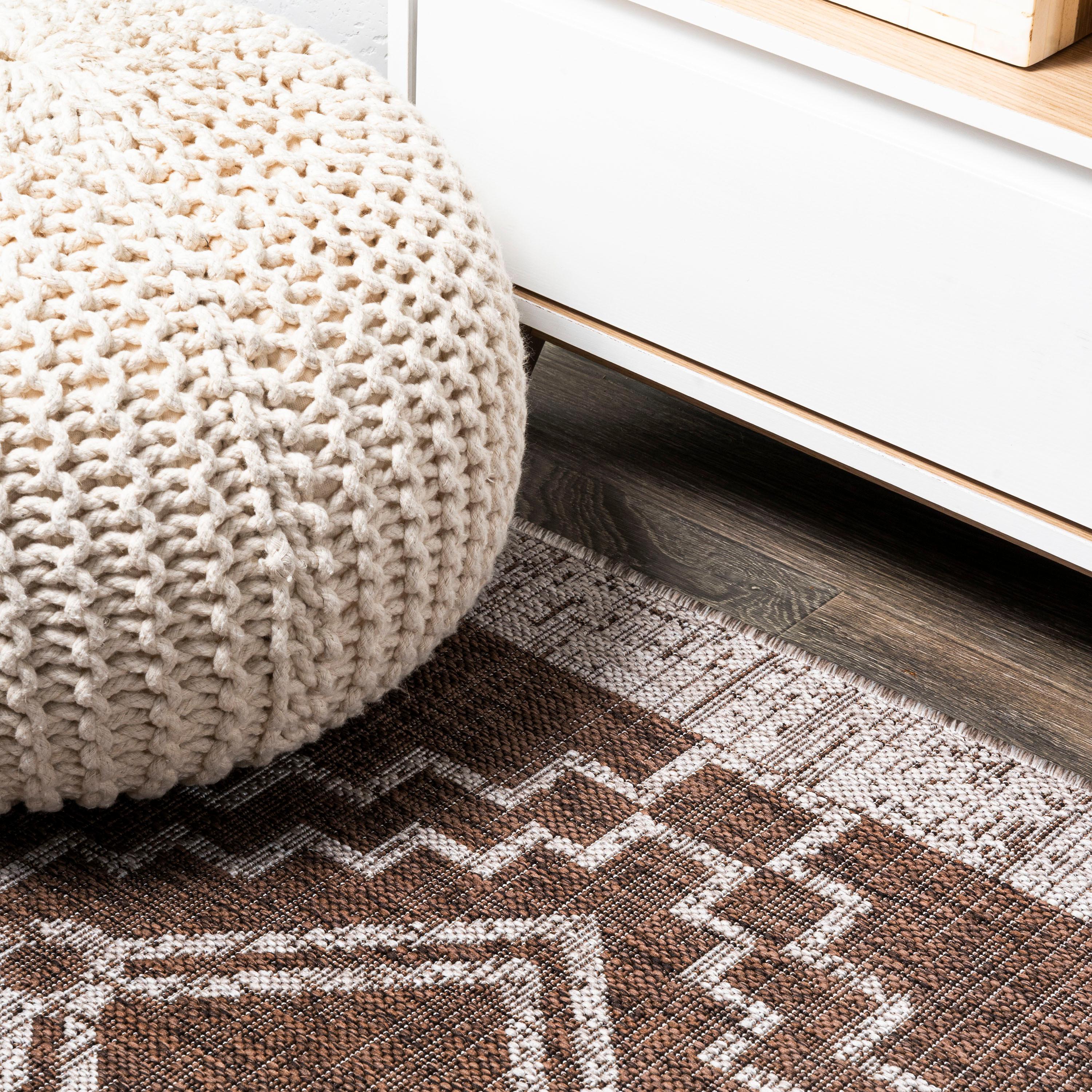 2'x10' Marokko Diamond Medallion Indoor/Outdoor Runner Rug, Brown/Beige - JONATHAN Y