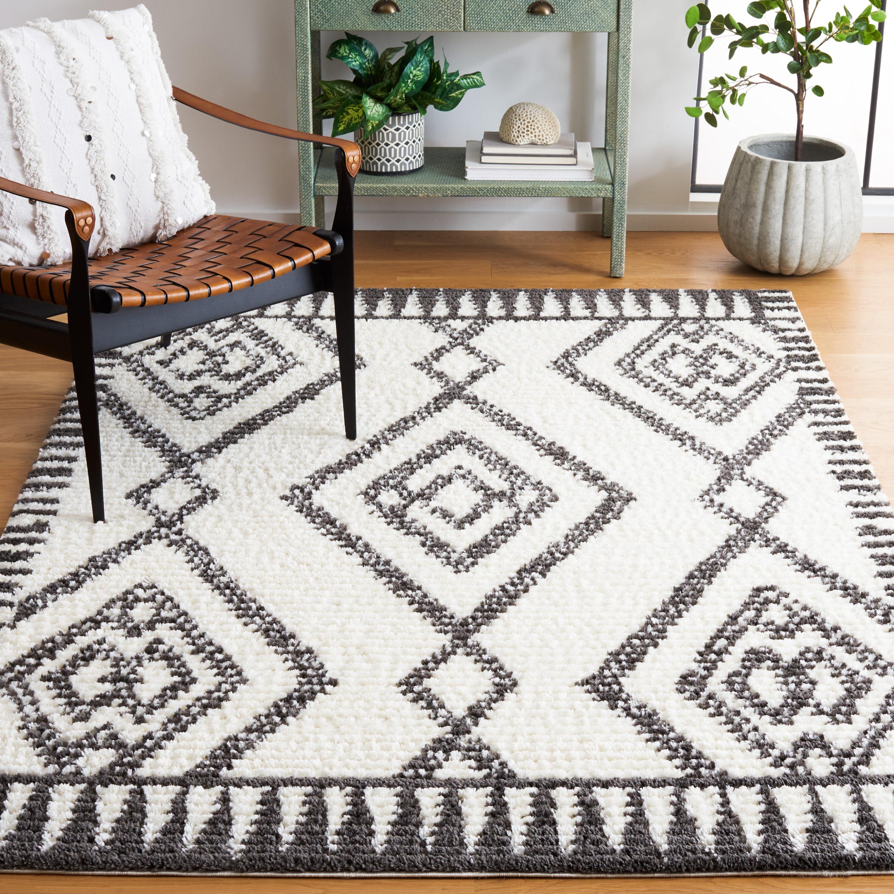 Marrakesh MRK304 Power Loomed Area Rug - Ivory/Dark Gray - 6'7"x6'7" - Safavieh.