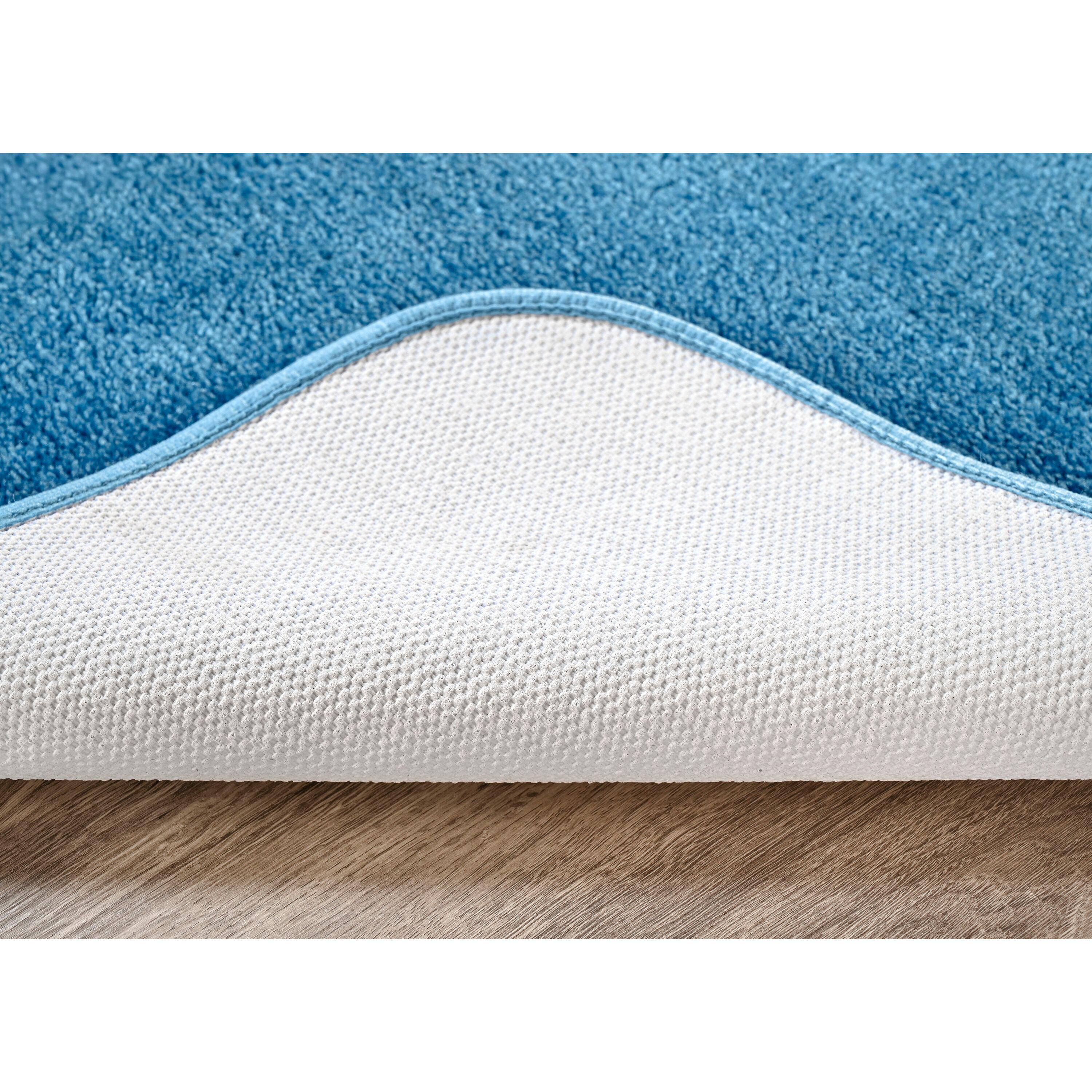 4pc Traditional Nylon Washable Bathroom Rug Set Basin Blue - Garland Rug: Includes Lid & Contour Cover, Machine Made