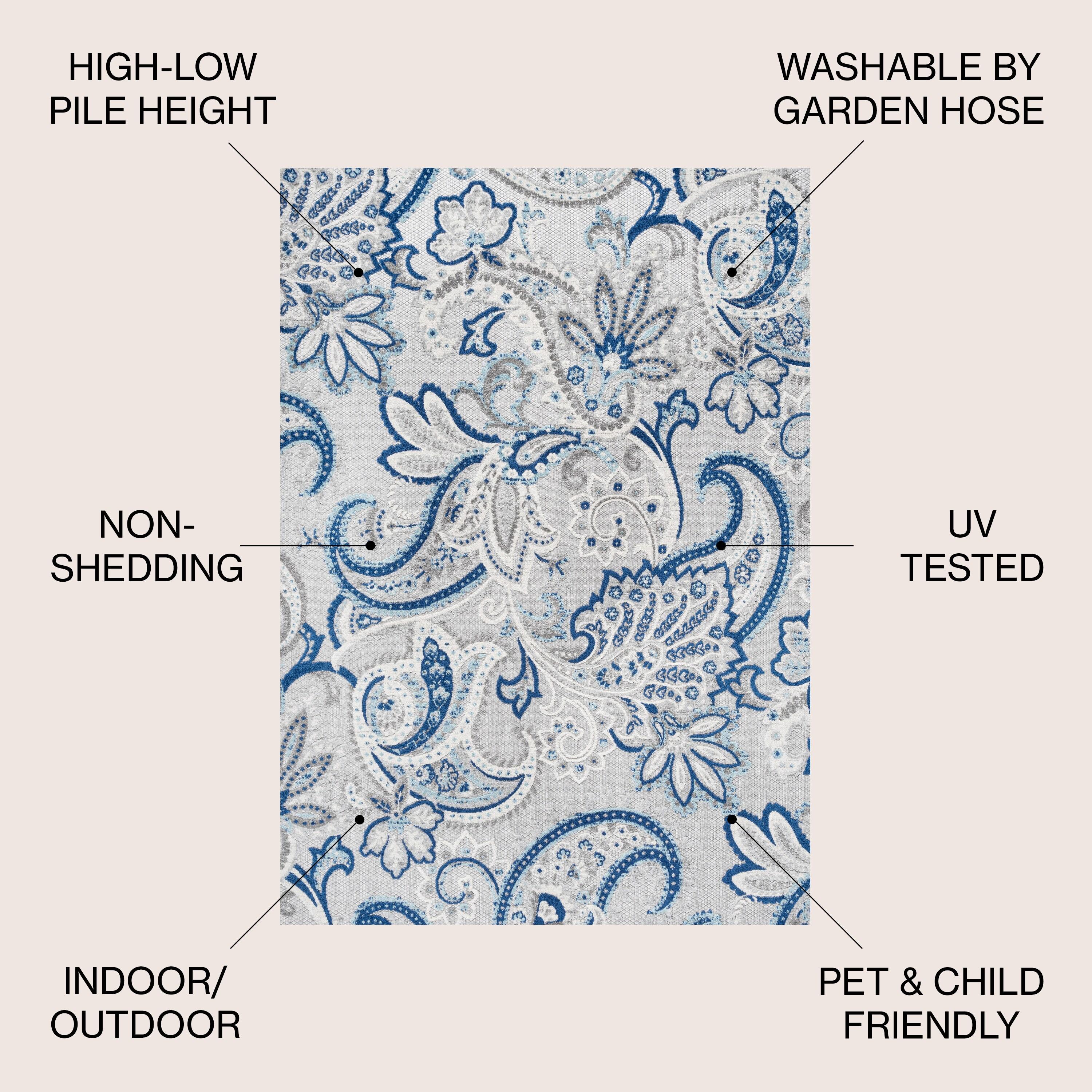 Julien Paisley High-Low Indoor/Outdoor Area Rug - JONATHAN Y