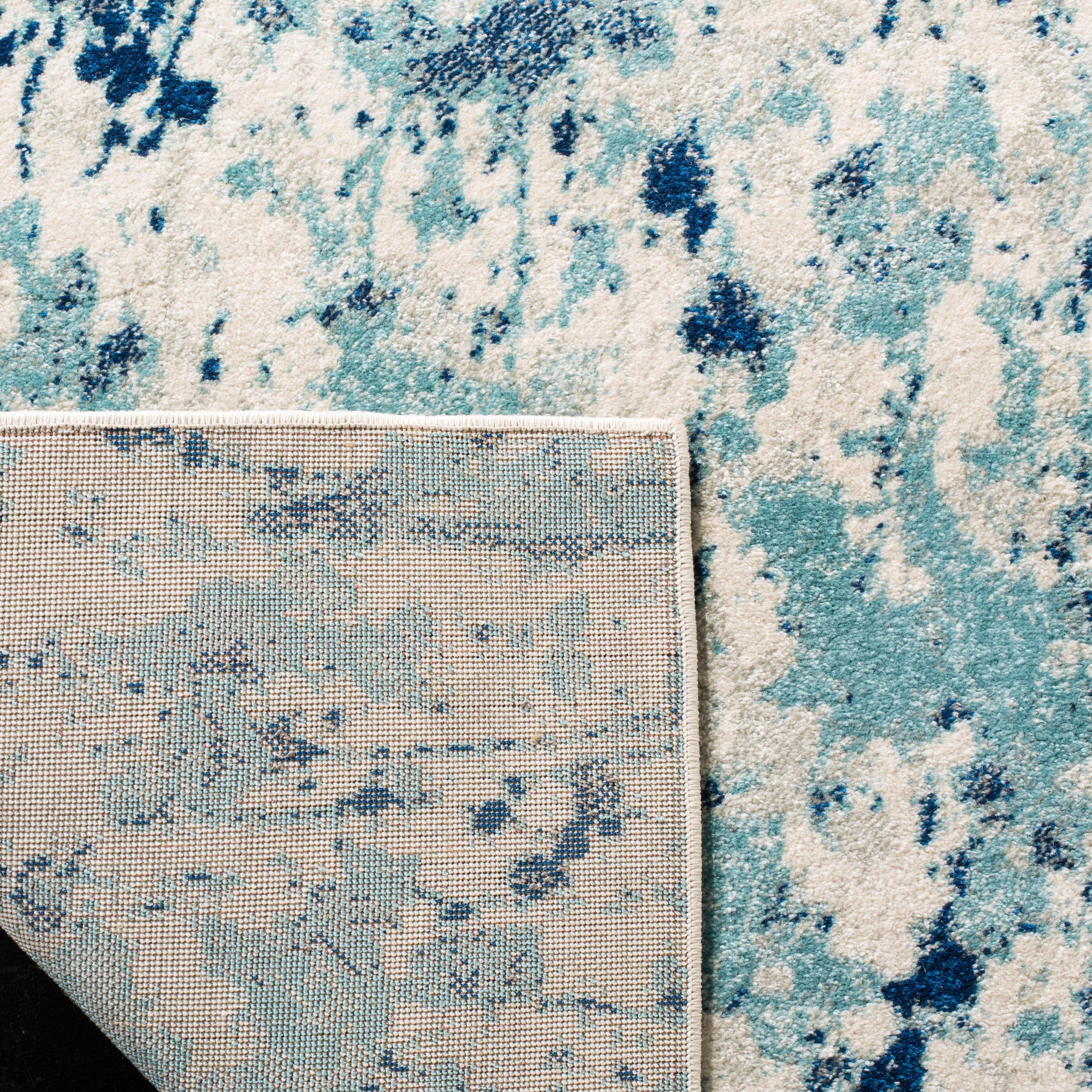 Evoke EVK284 Power Loomed Area Rug Ivory / Blue 6'-7" X 6'-7" Square - Safavieh.
