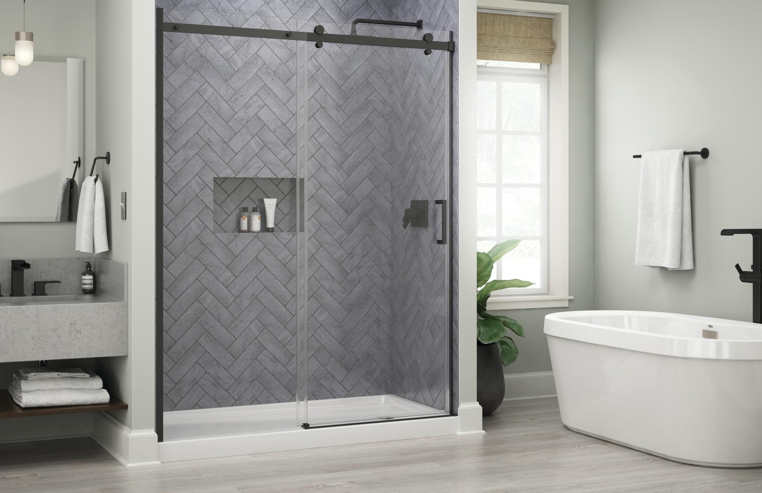 Delta Sdes860-R Commix 76" High X 60" Wide Sliding Frameless Shower Door - Black