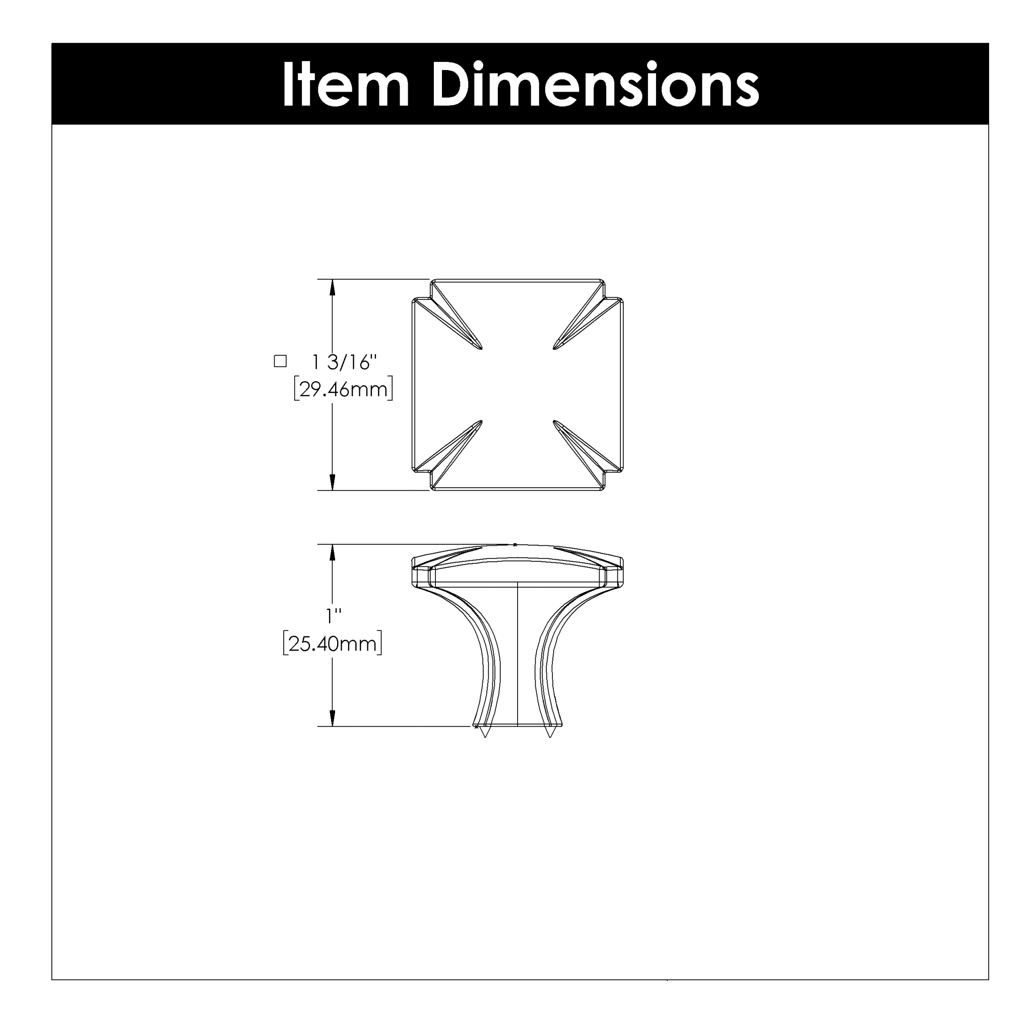 Bridges 1 3/16" Length Square Knob