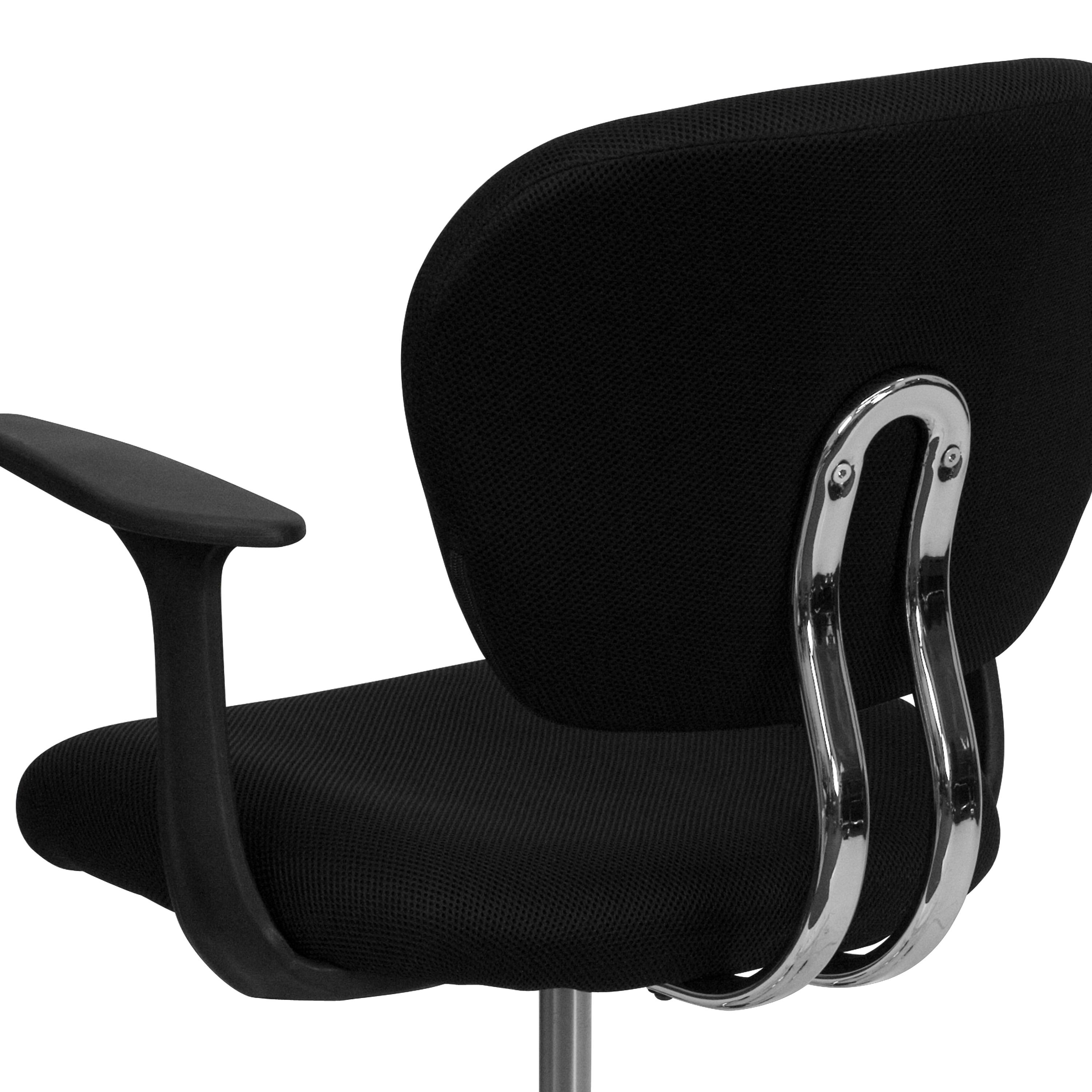 Flash Furniture Beverly Mid-Back Black Mesh Padded Swivel Task Office Chair with Chrome Base and Arms