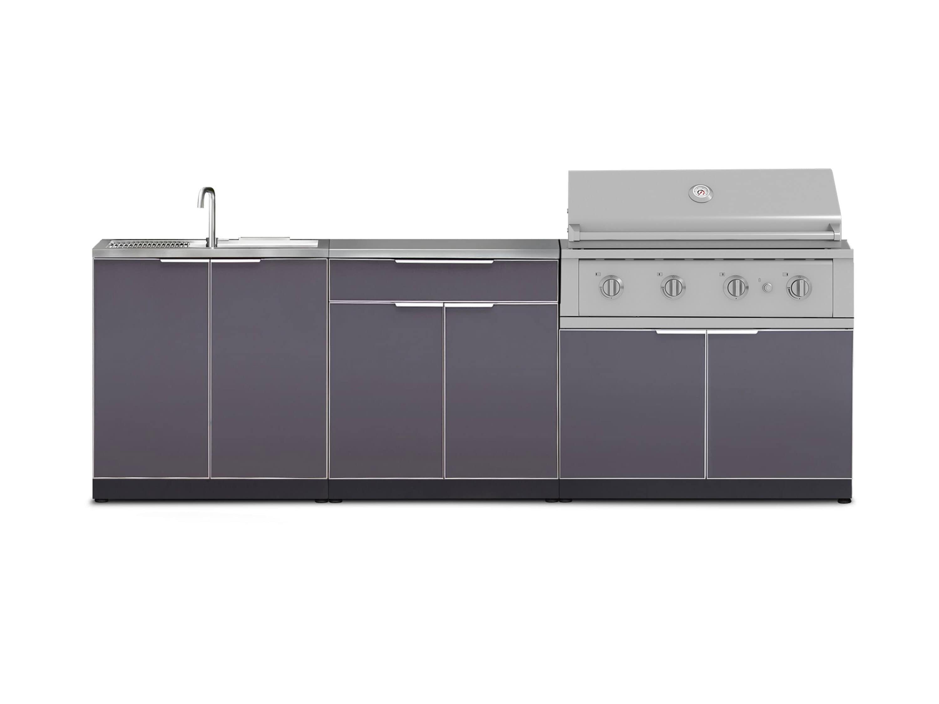 Outdoor Kitchen Aluminum 5 Piece Cabinet Set with 40 in. Liquid Propane Gas Performance Grill