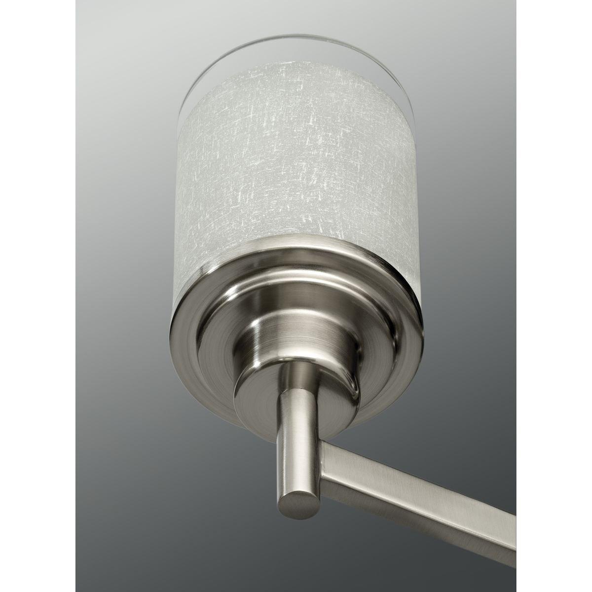 Progress Lighting Alexa Collection 4-Light Bath Fixture, Brushed Nickel, White Linen Glass Shade
