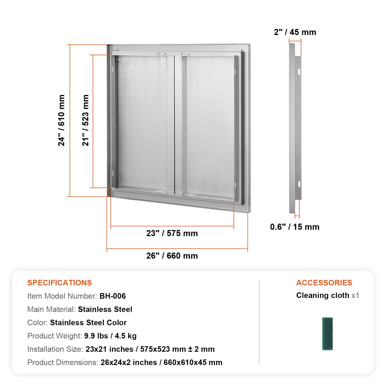 VEVOR 26x24 Inch BBQ Island Access Door Outdoor Kitchen Door Stainless Steel