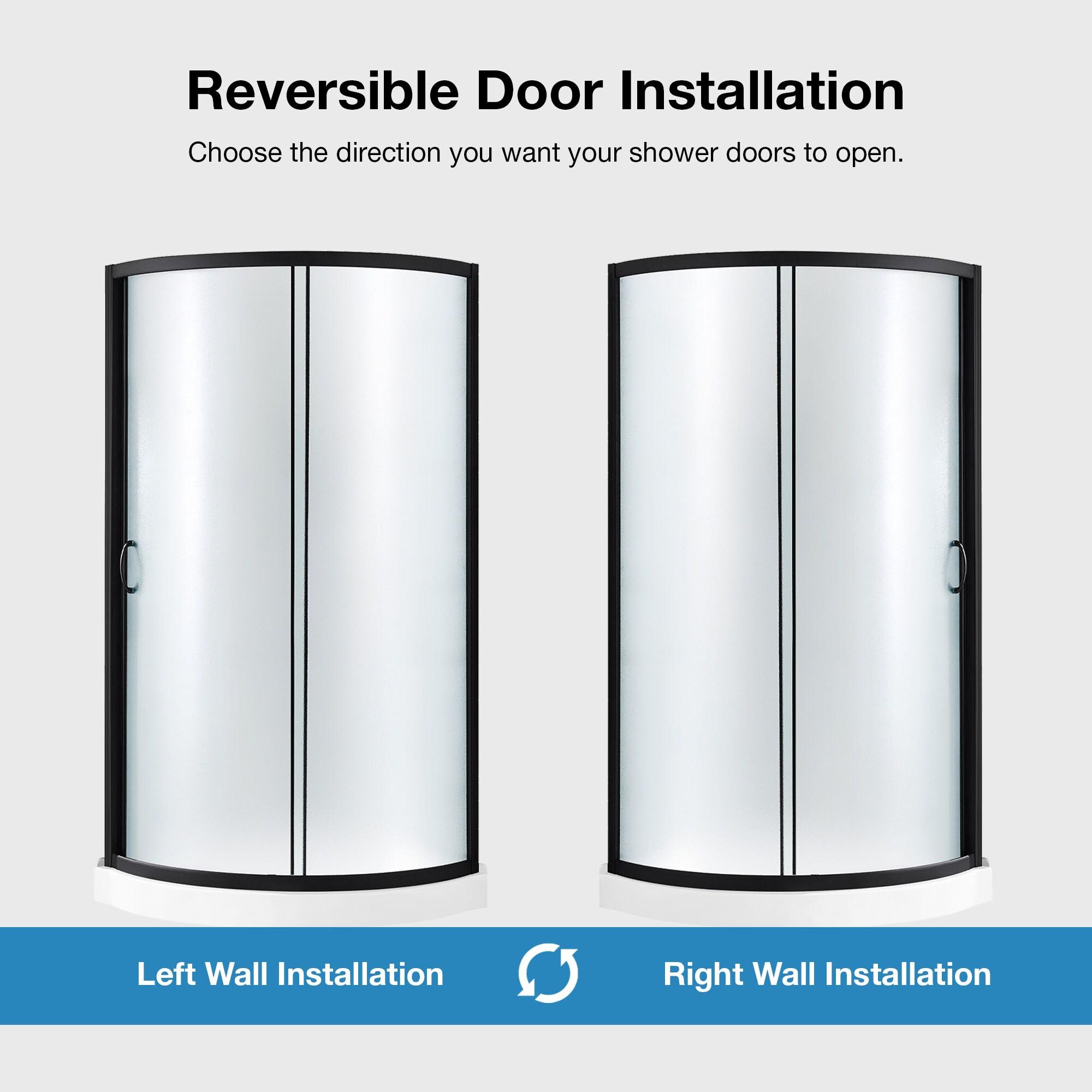 OVE Decors Breeze 33 in. Framed Round Shower Kit w/ Frosted Glass, Base