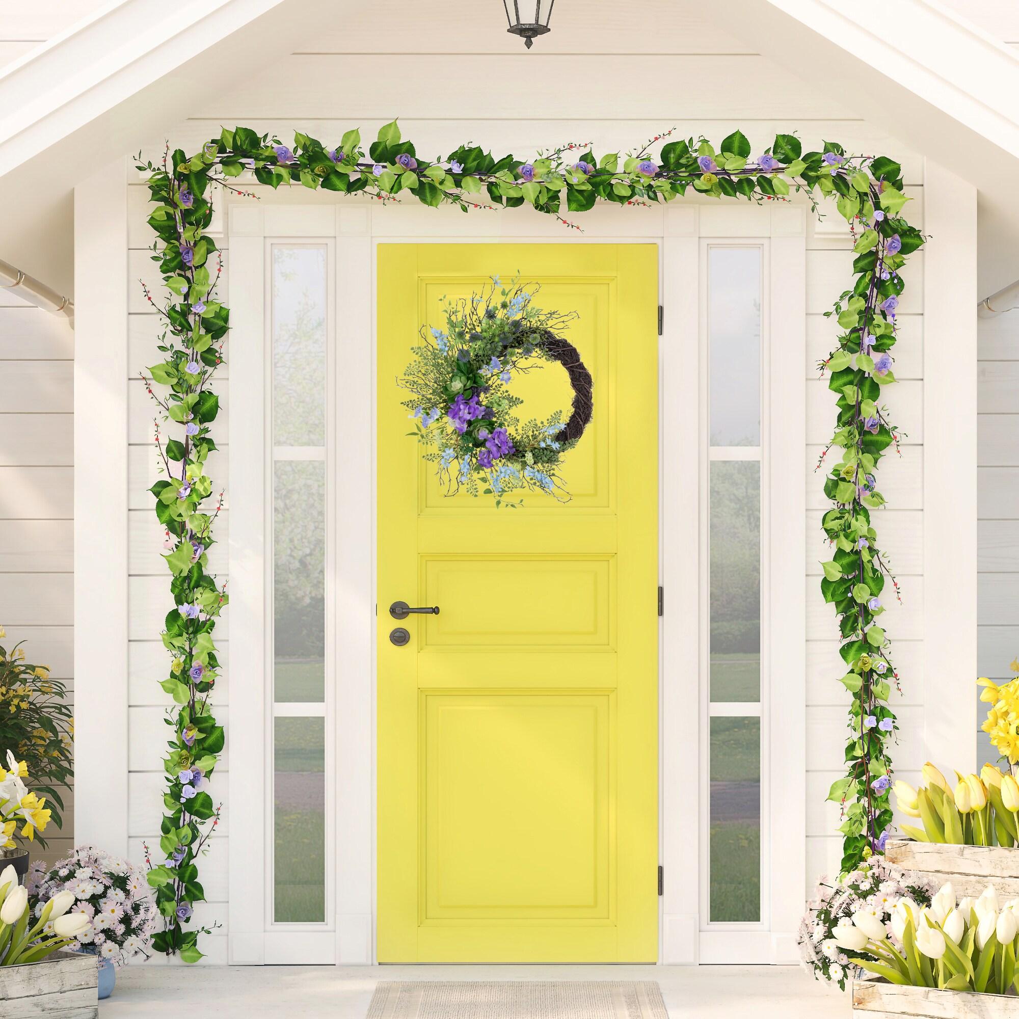 Faux Thistle Polyester 24'' Wreath