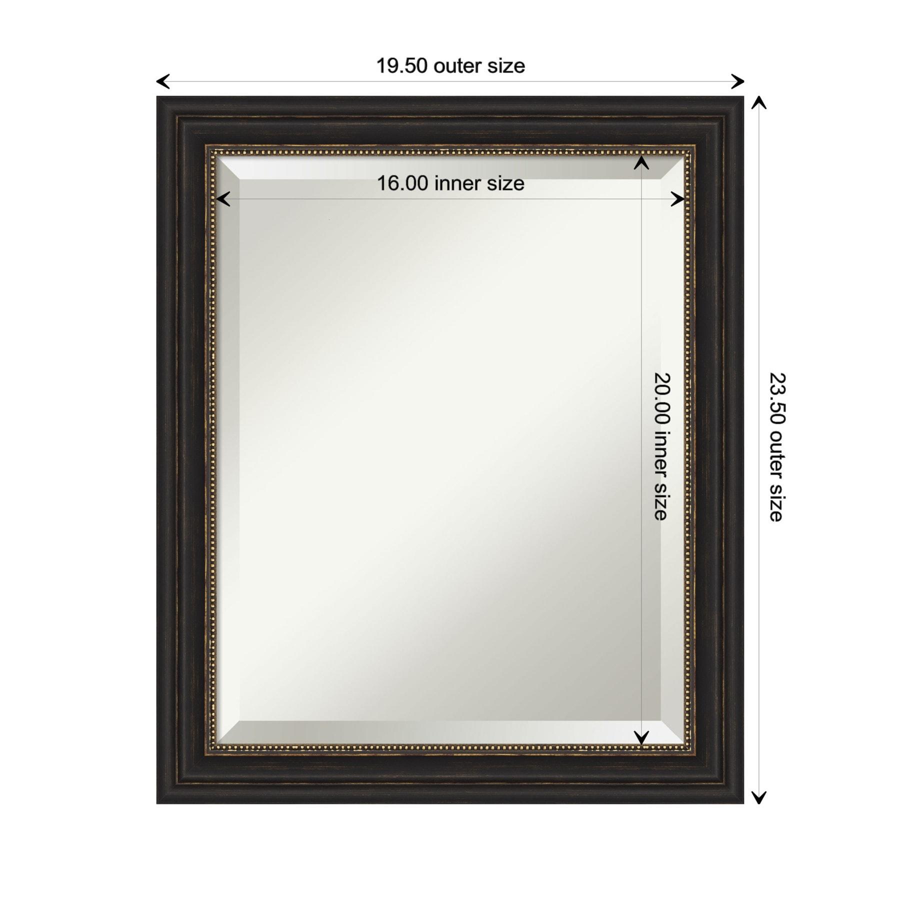 Amanti Art Beveled Bathroom Wall Mirror - Accent Bronze Narrow Frame Outer Size: 20 x 24 in