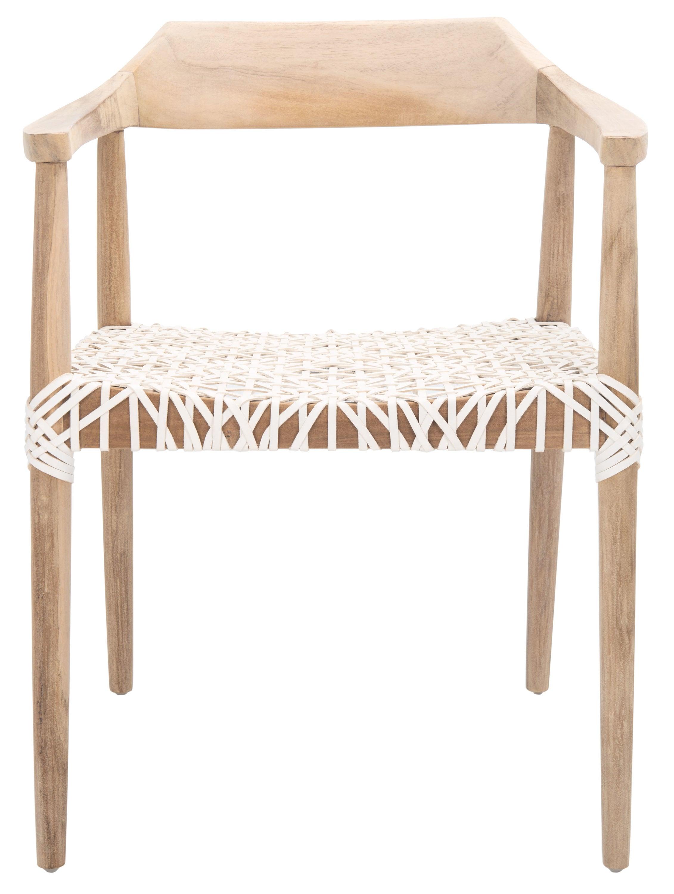 Munro Leather Woven Accent Chair - Natural/White - Safavieh