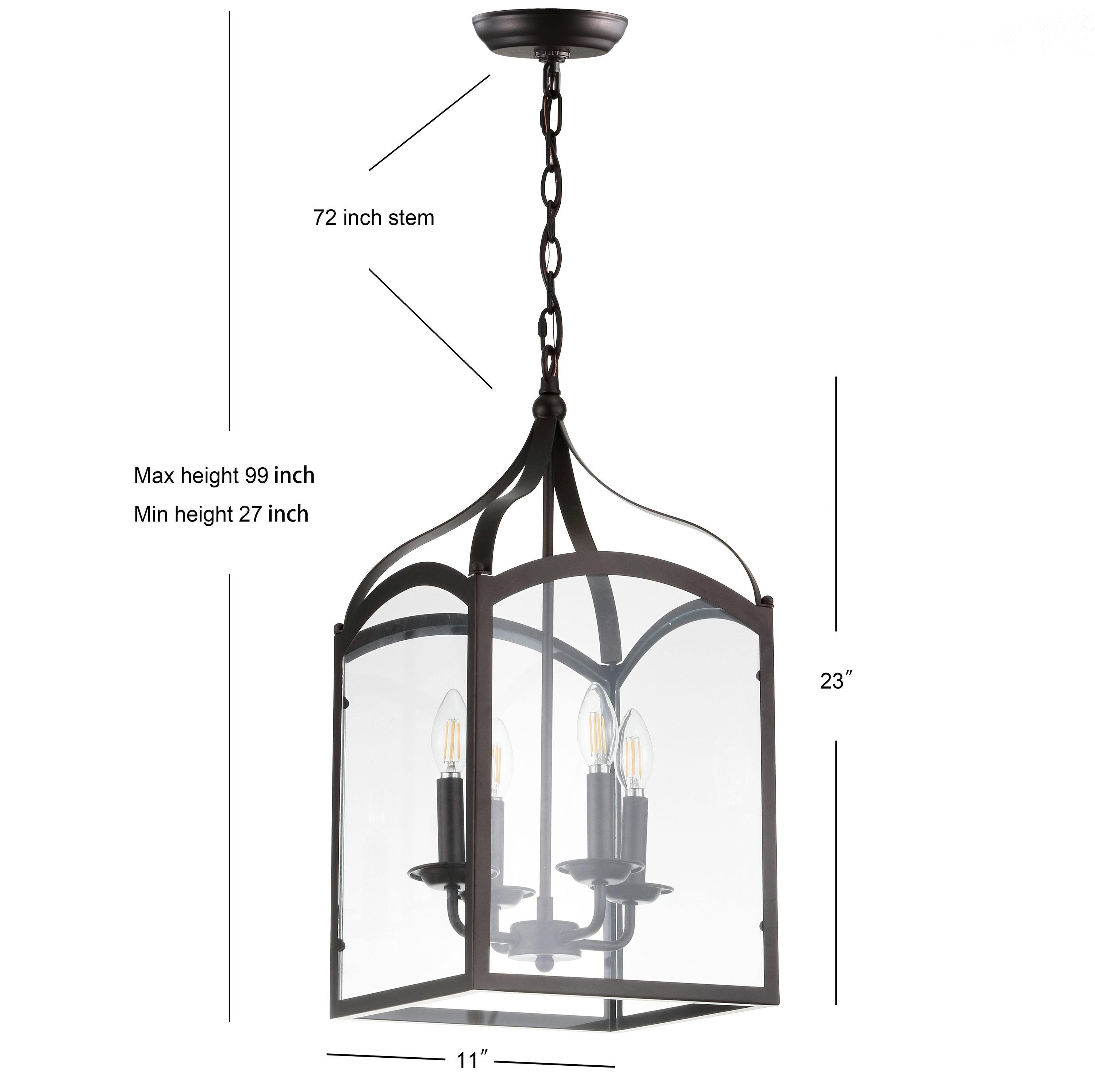JONATHAN Y Ruth 11" 4-light Traditional Classic Lantern Metal/Glass LED Pendant, Oil Rubbed Bronze