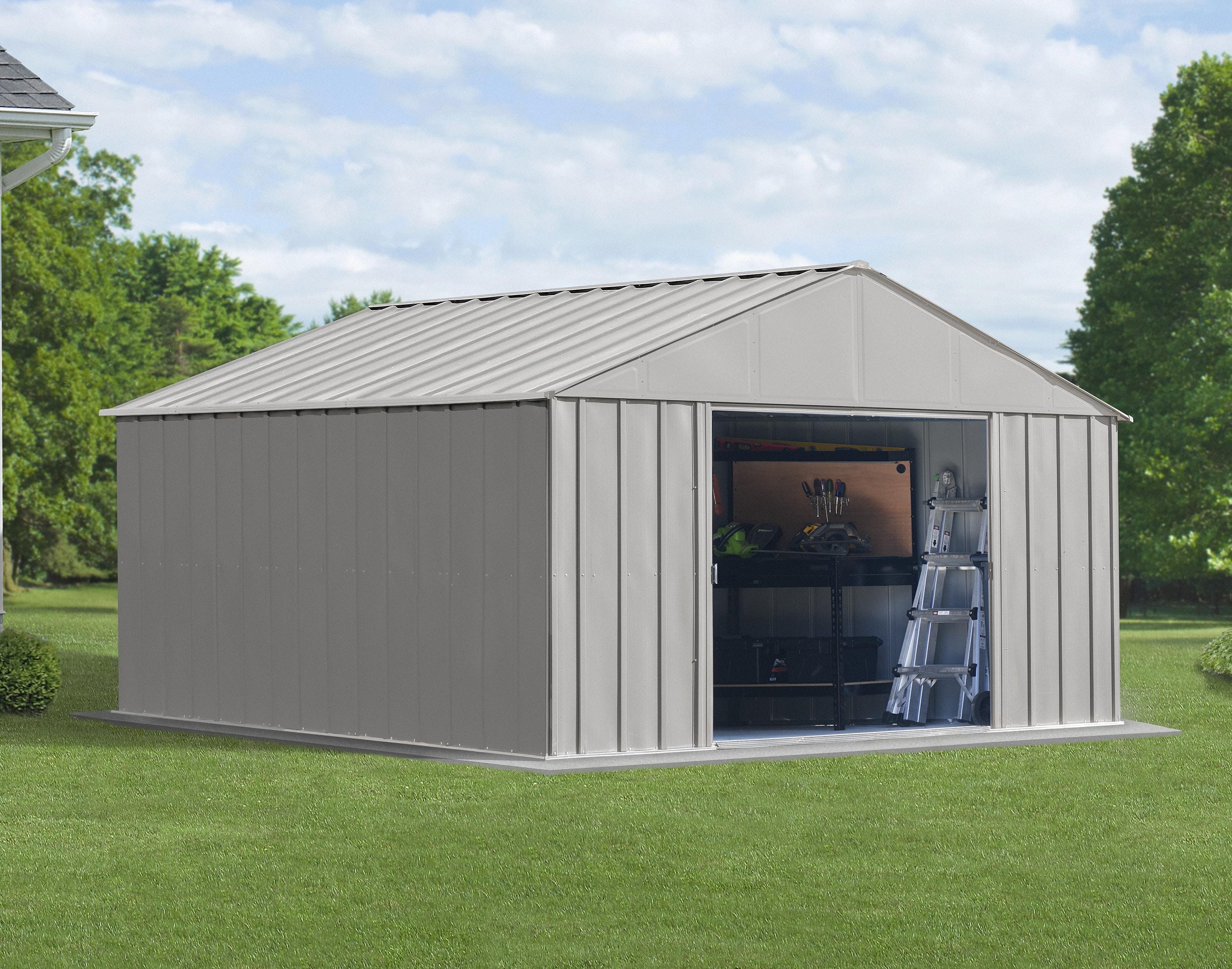 12 ft. W x 12 ft. D Galvanized Steel Storage Shed
