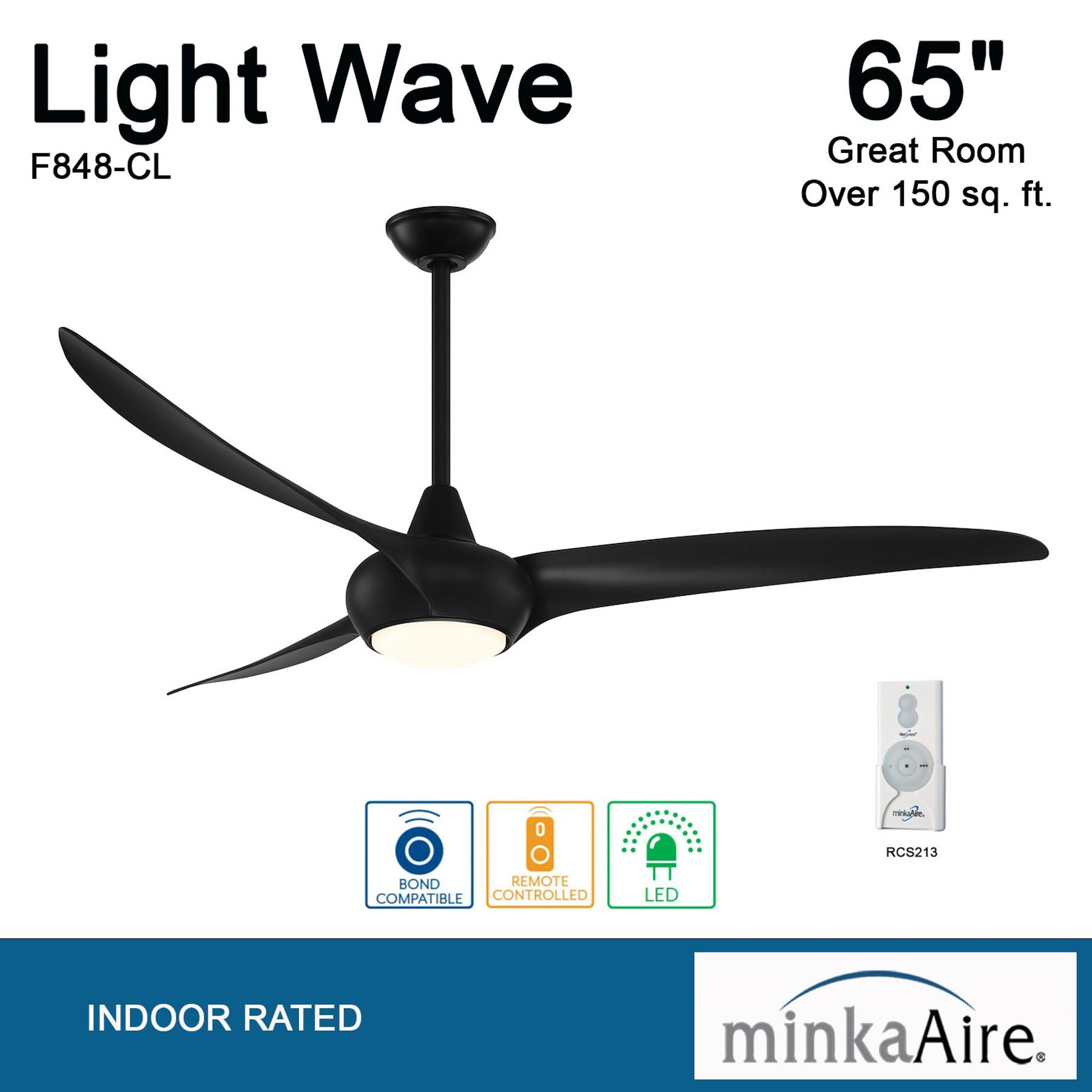 65" Minka Aire Modern Indoor Ceiling Fan LED Light Remote Control Coal for Living Room Kitchen Bedroom Family Dining House Office