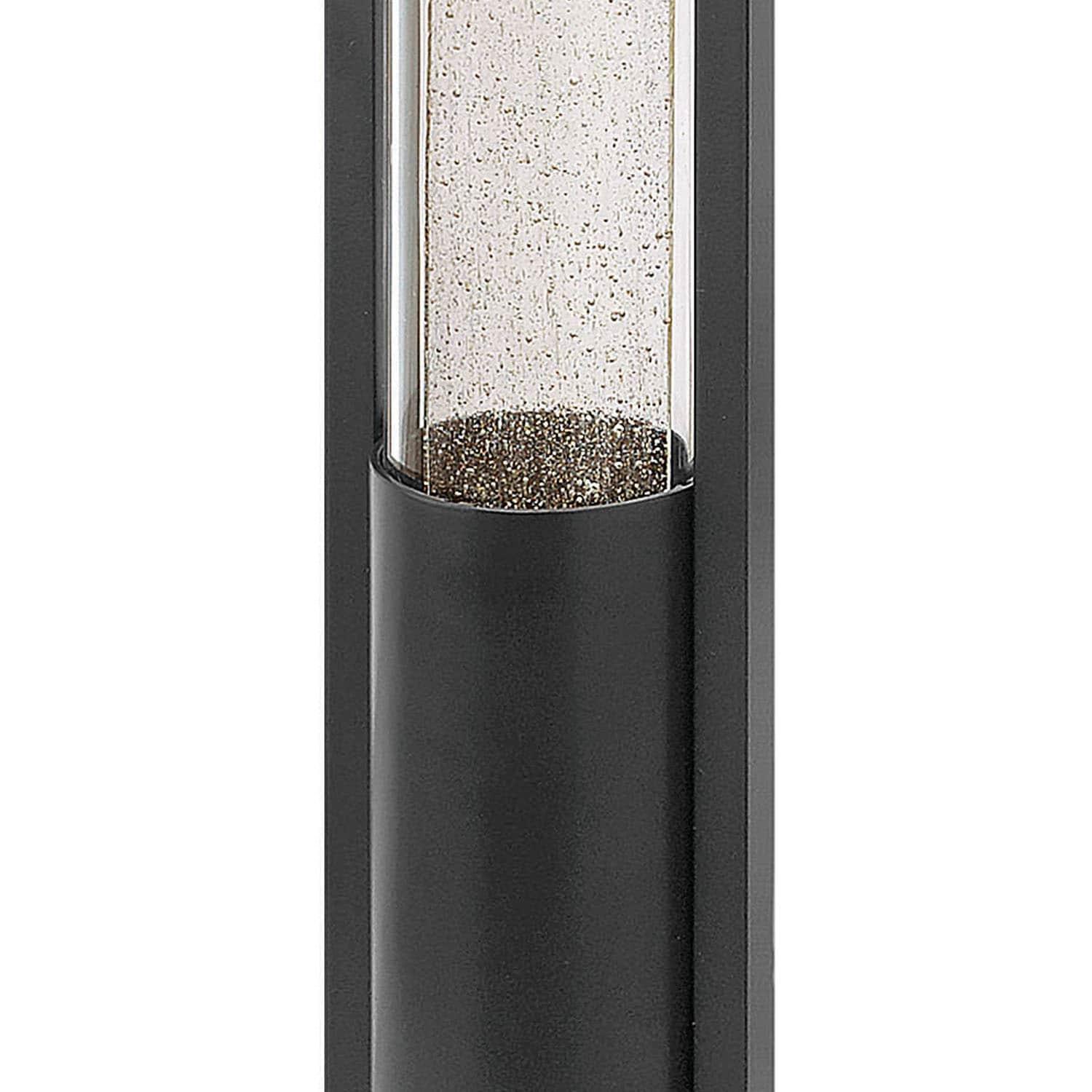 Sleek Black LED Landscape Bollard with Clear Acrylic & Seedy Glass