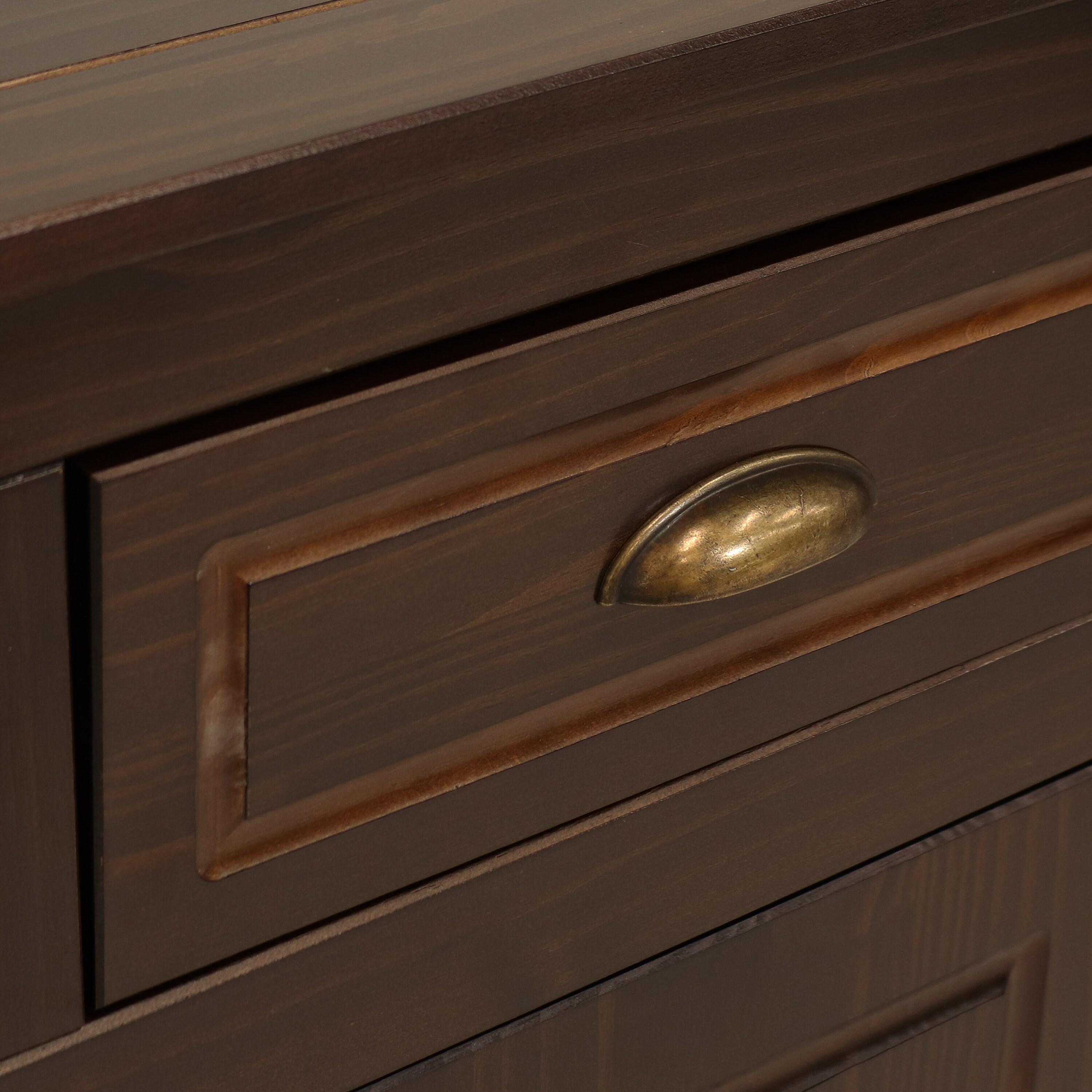 Sunnydaze Sideboard with 3 Drawers and 3 Doors - Solid Pine Construction - Dark Brown- 32"