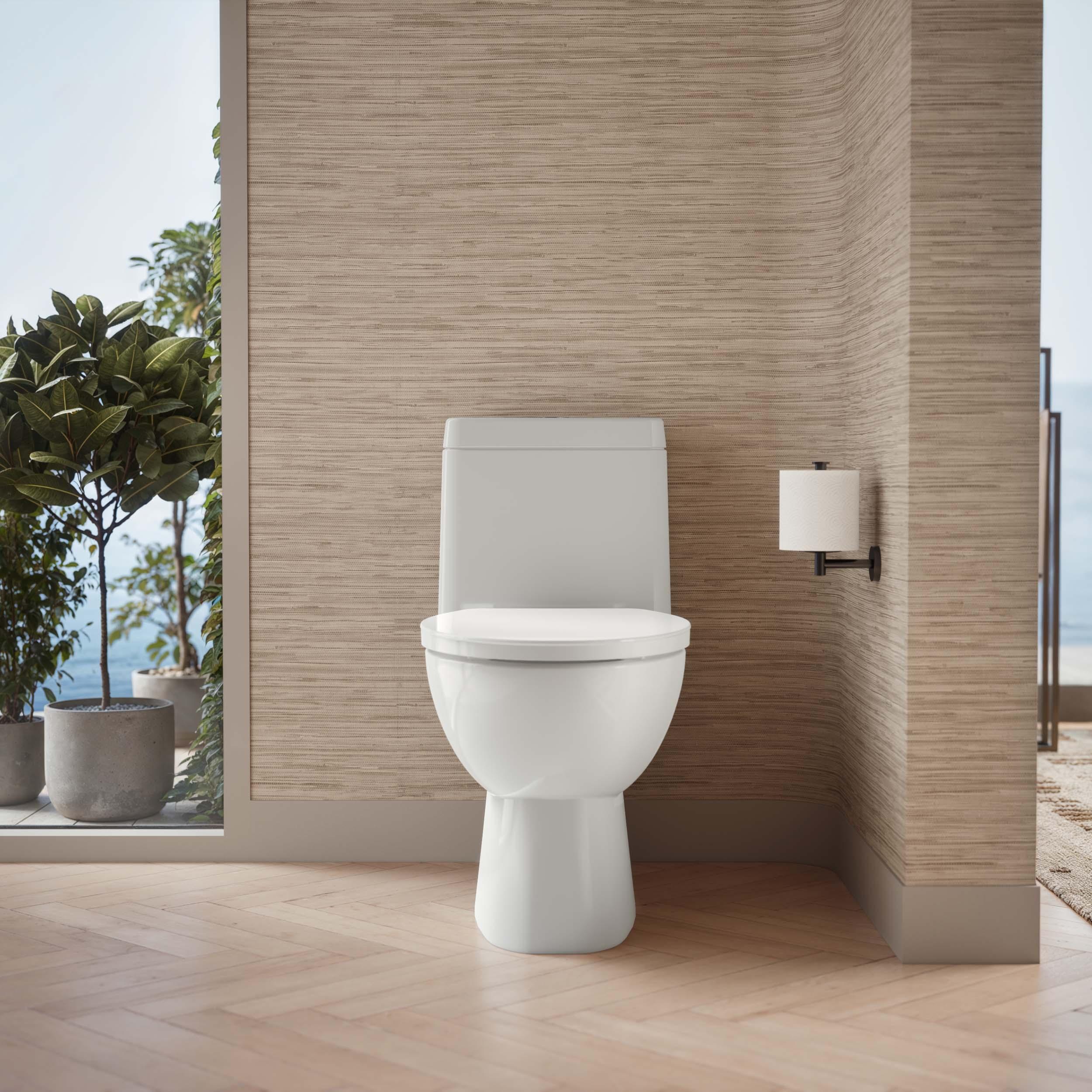 White Compact Elongated One-Piece Dual Flush Toilet
