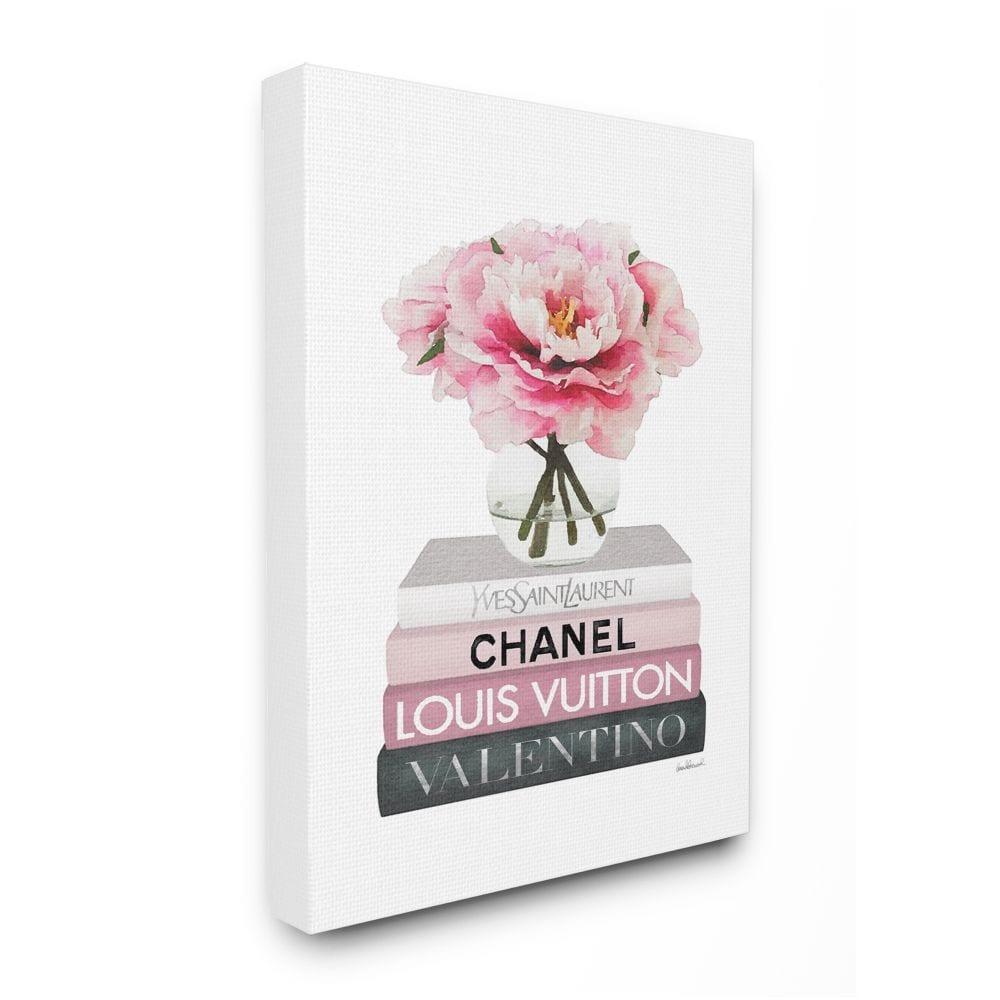 Pink Floral Canvas Art with Fashion Books for Nursery