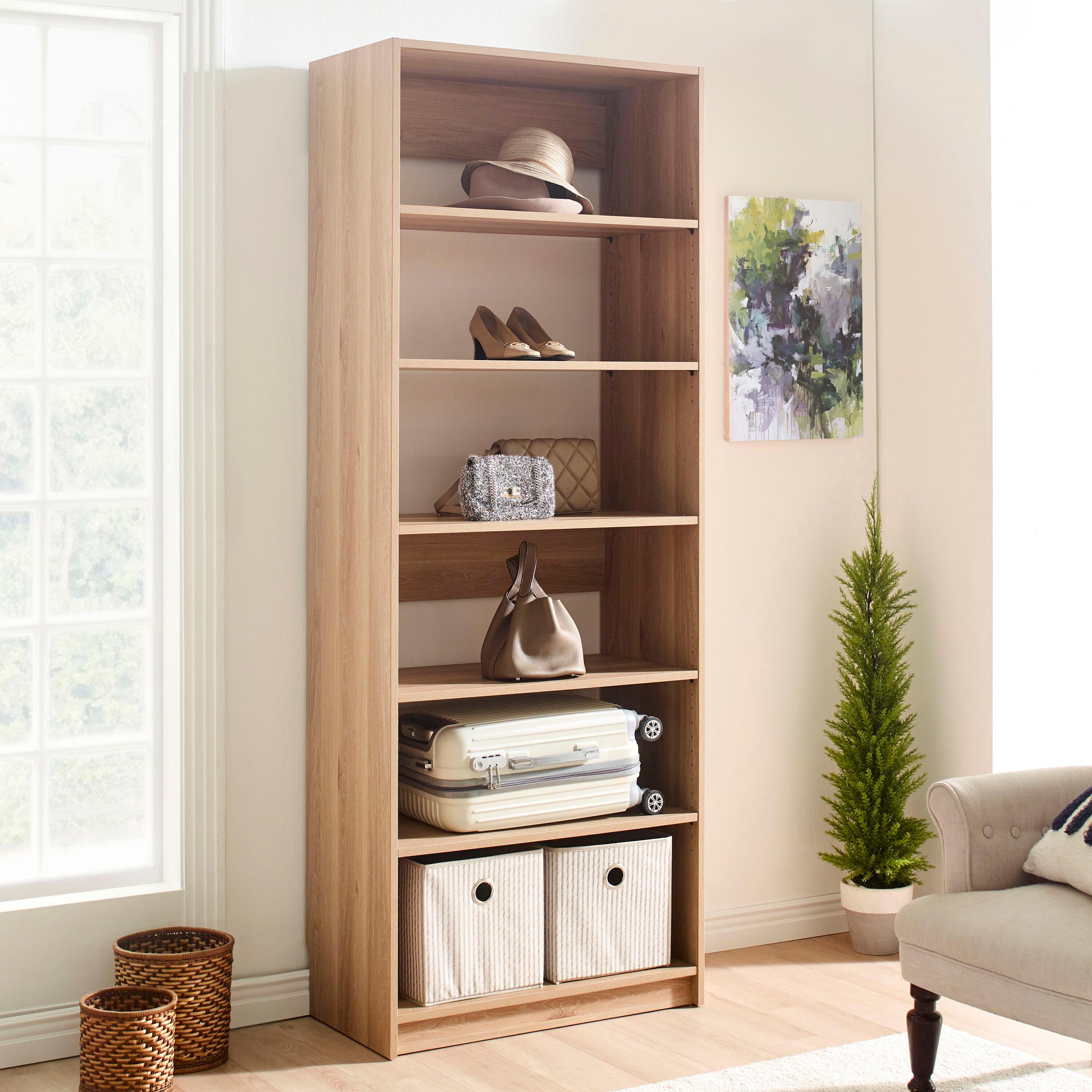 Prosper 32" Oak Wood Walk-in Closet with Five Shelves