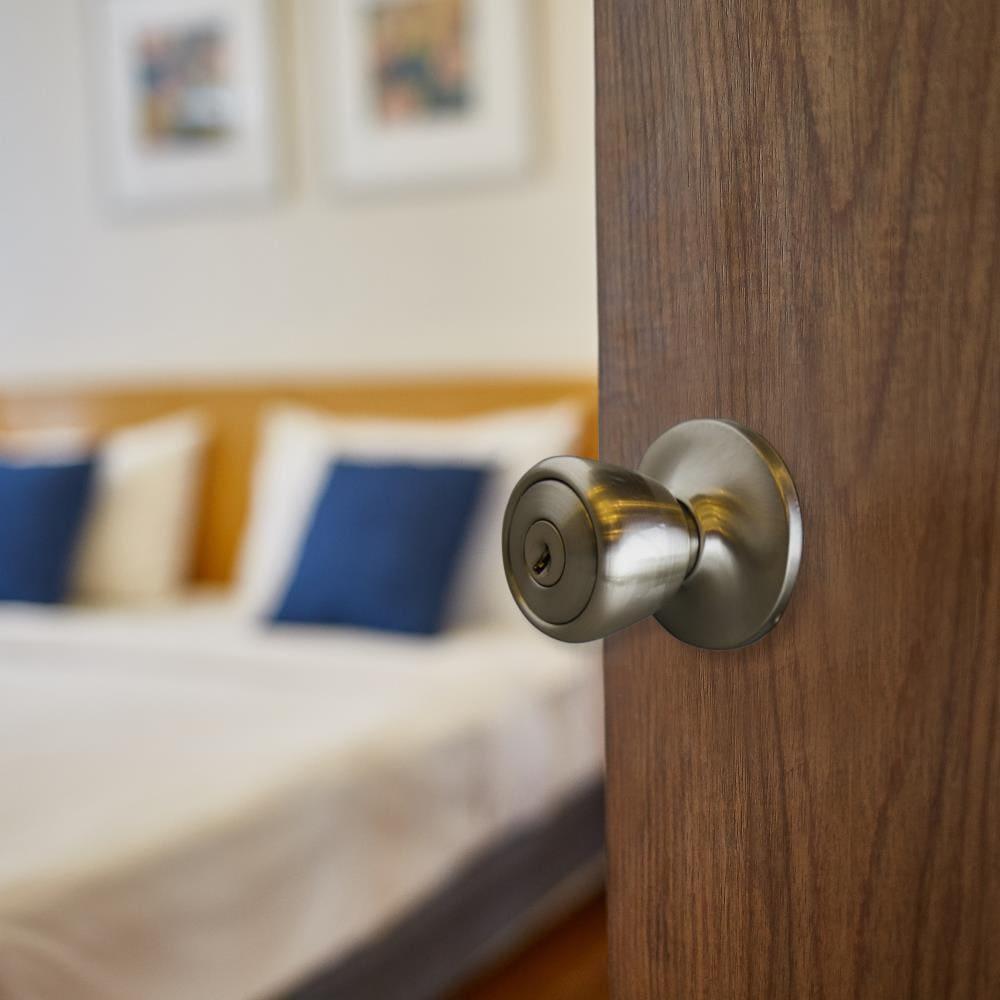 Design House Terrace 6-Way Universal Keyed Entry Door Knob, Satin Nickel